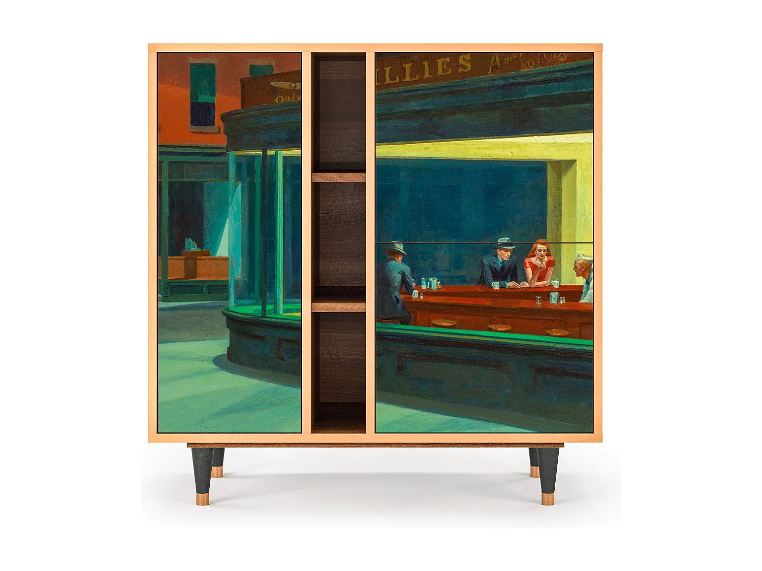 Kredens - 94х96х41 cm - BS5 - Nighthawks by Hopper, Orzech