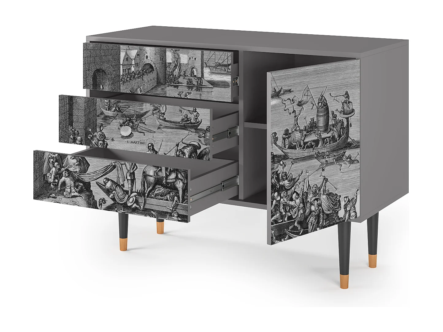 Dressoir - 115х84х41 cm - S3 - Saint Martin, Grijs