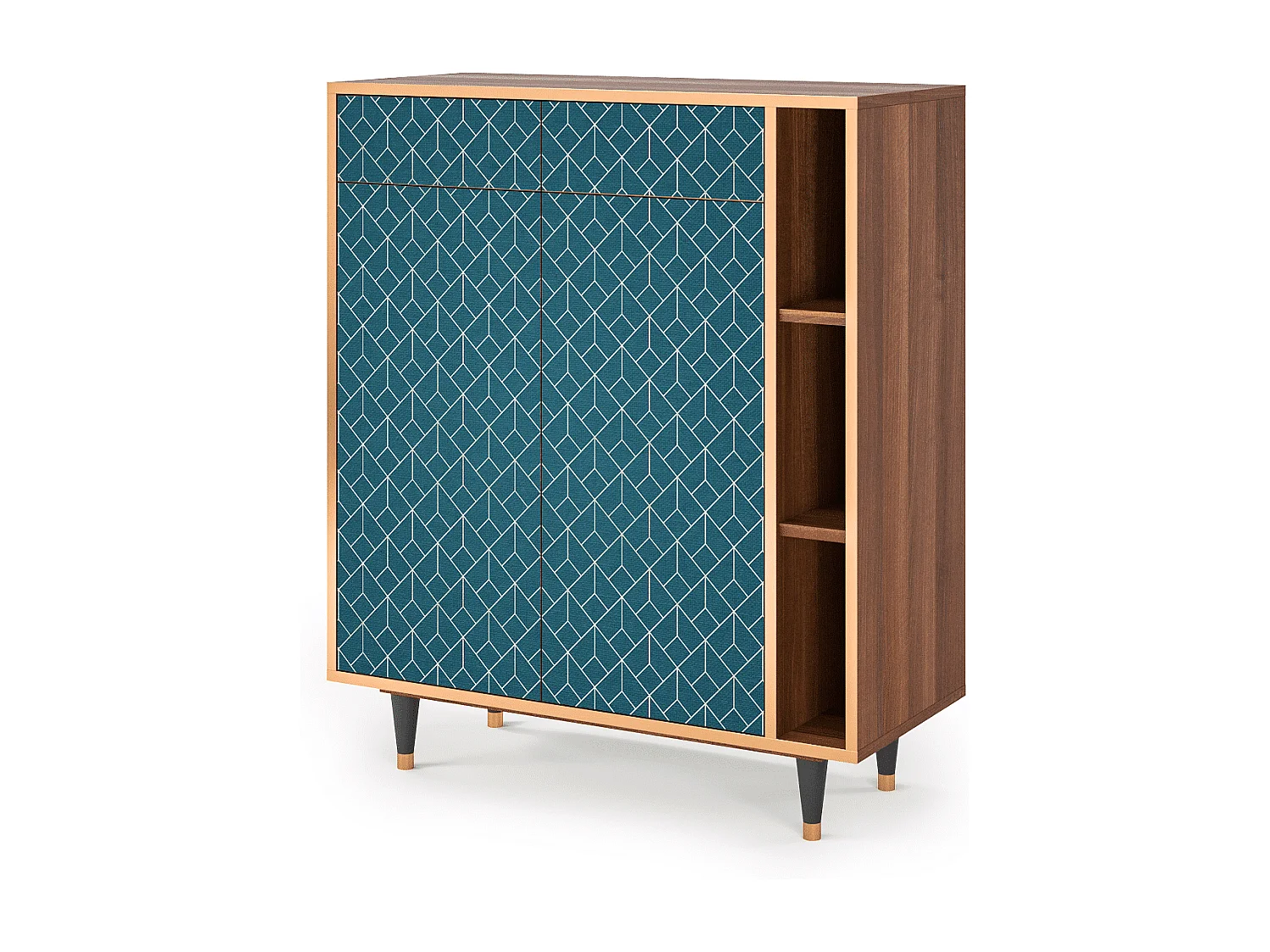 Buffet - 96х110х41 cm - BS6 - Turquoise Geometry, Noyer