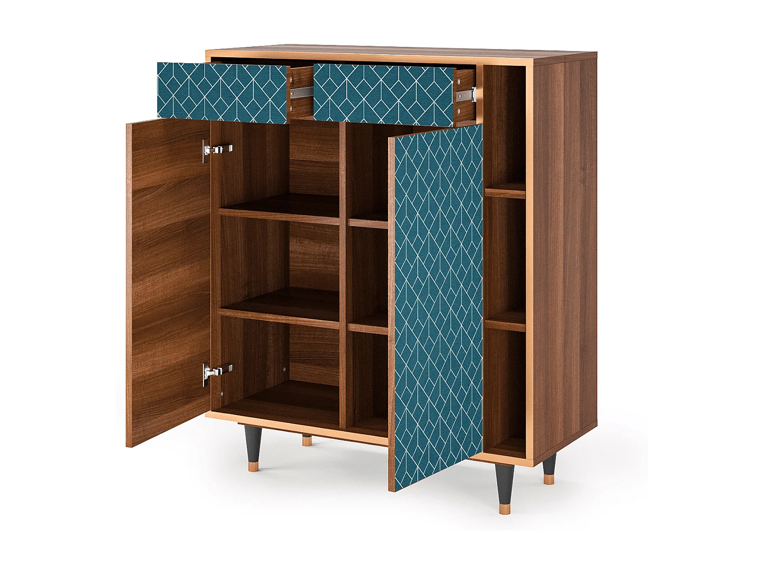 Buffet - 96х110х41 cm - BS6 - Turquoise Geometry, Noyer