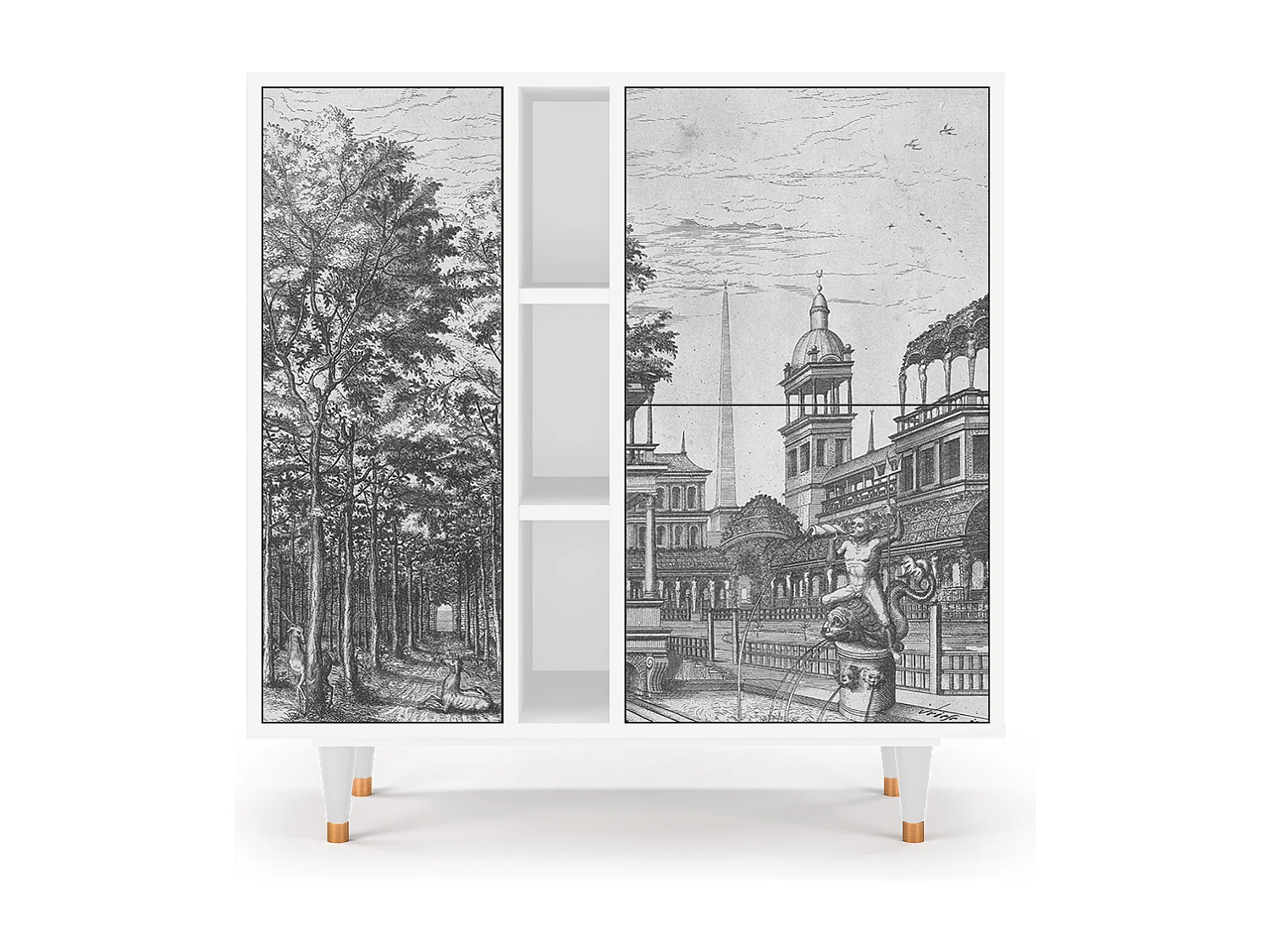 Aparador - 94х96х41 cm - BS5 - View of the Piazza, Branco