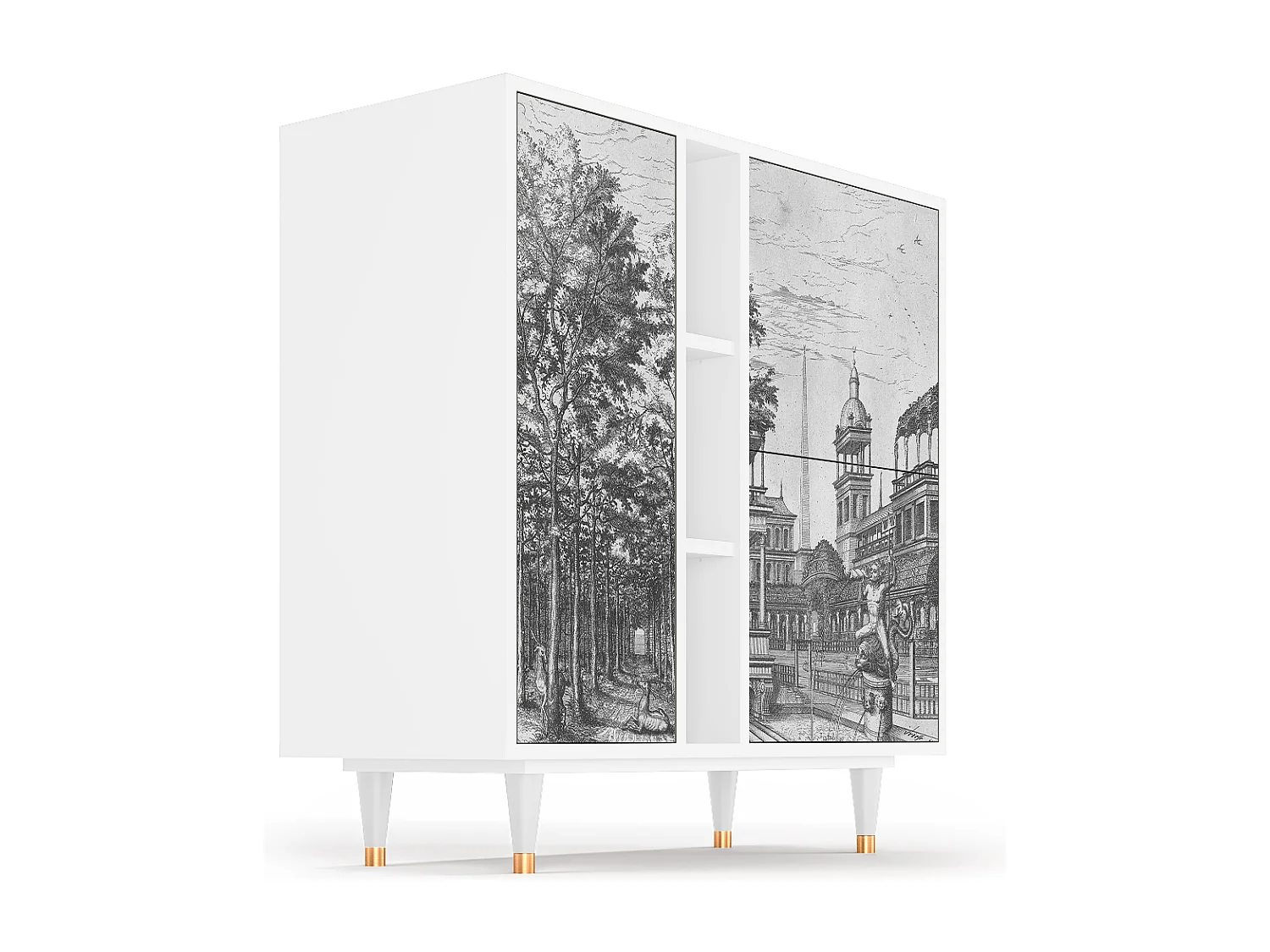 Aparador - 94х96х41 cm - BS5 - View of the Piazza, Branco