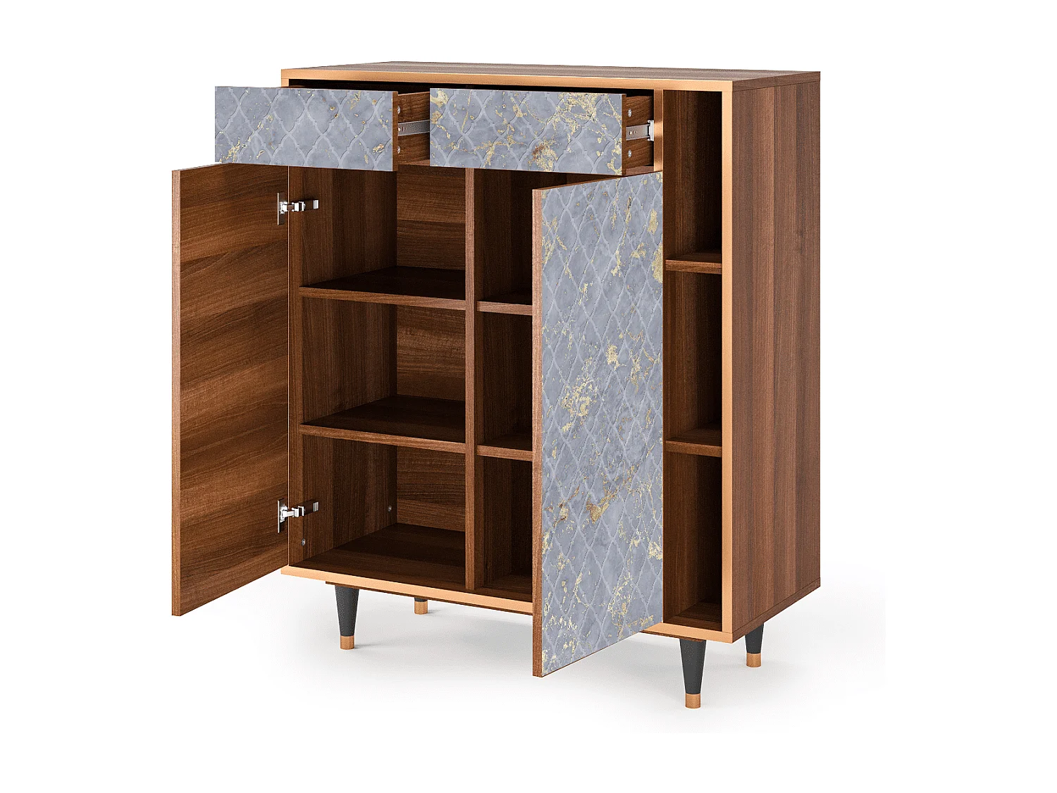 Kredens - 96х110х41 cm - BS6 - Golden Smoke, Orzech