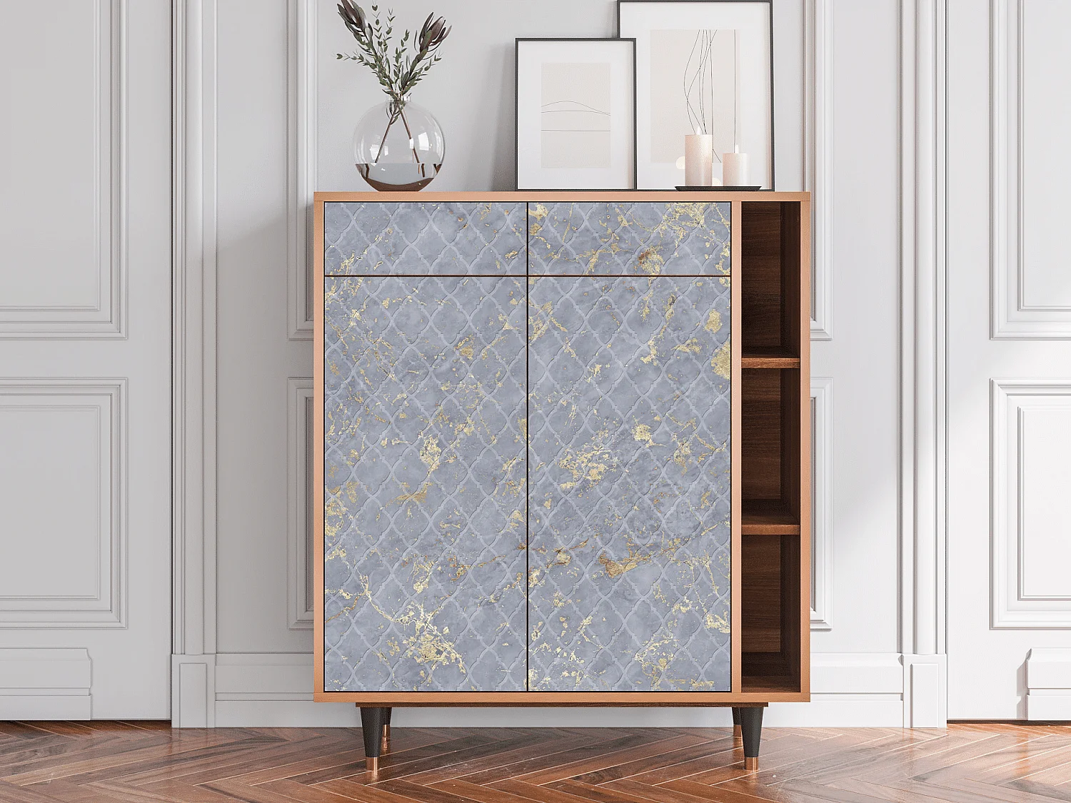 Kredens - 96х110х41 cm - BS6 - Golden Smoke, Orzech