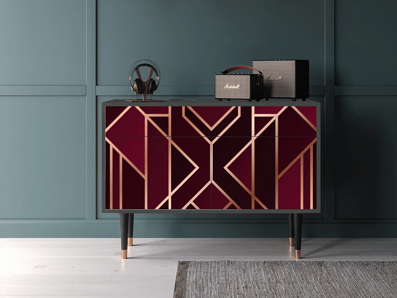 Kredens - 115x85x48 cm - BS4 - Burgundy Jewelery, Antracyt