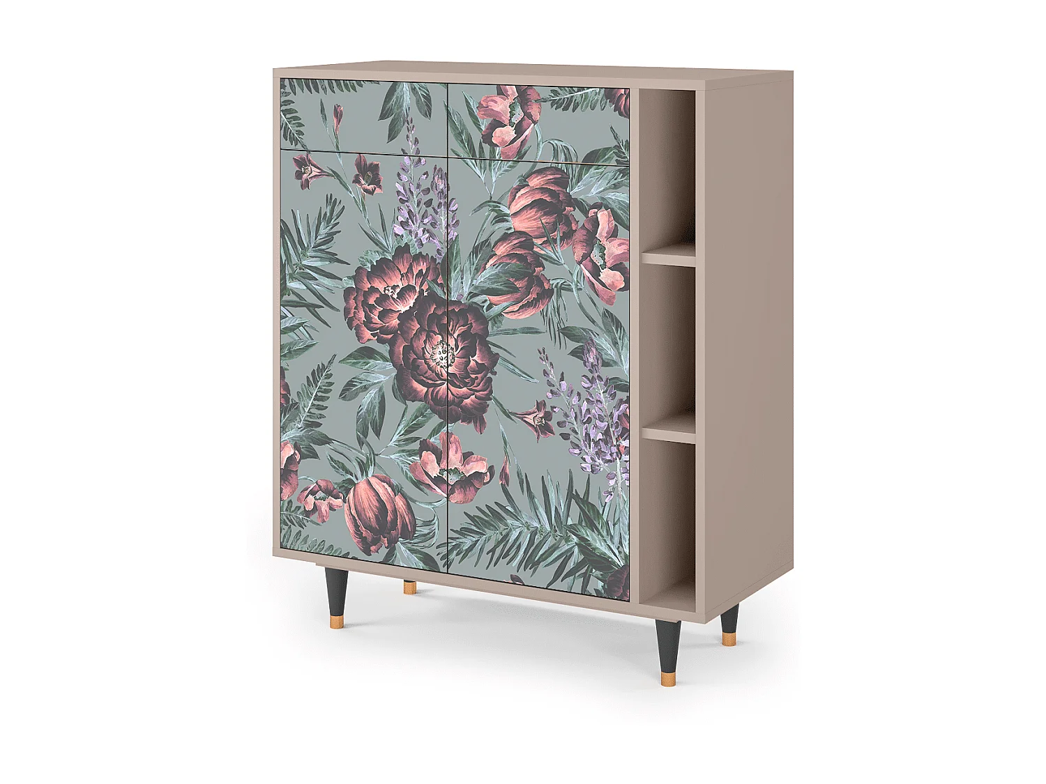 Kredens - 96х110х41 cm - BS6 - Light Peonies, Latte