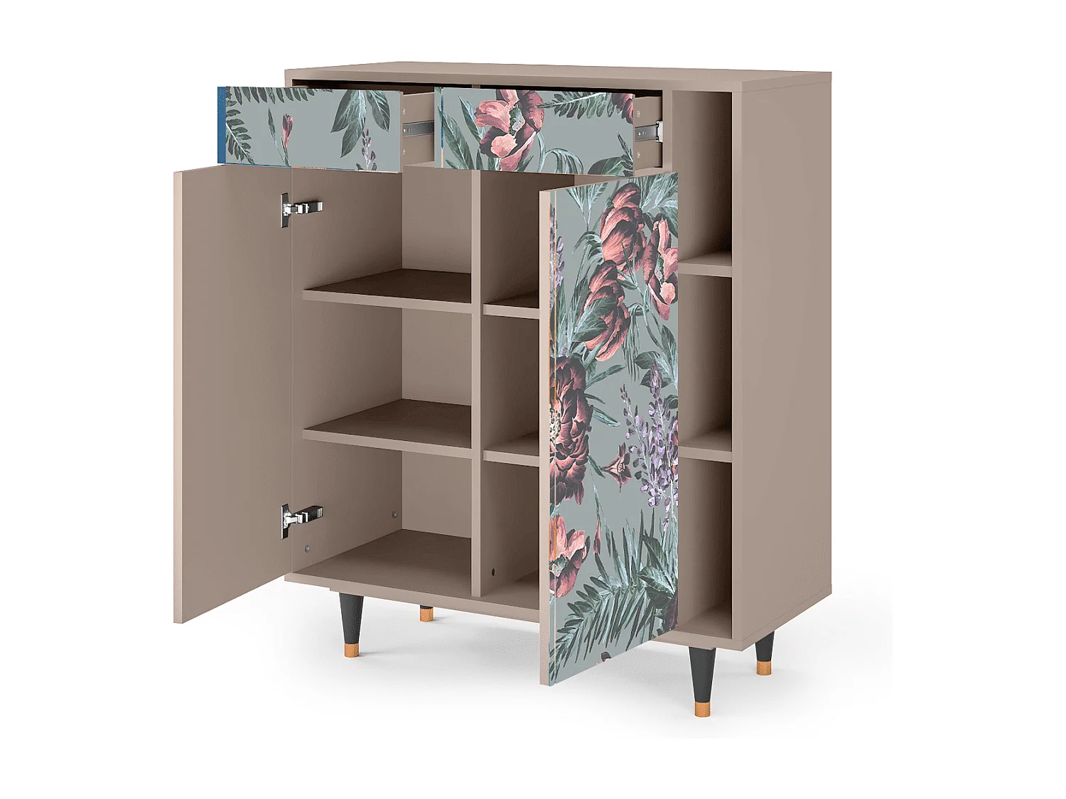 Kredens - 96х110х41 cm - BS6 - Light Peonies, Latte