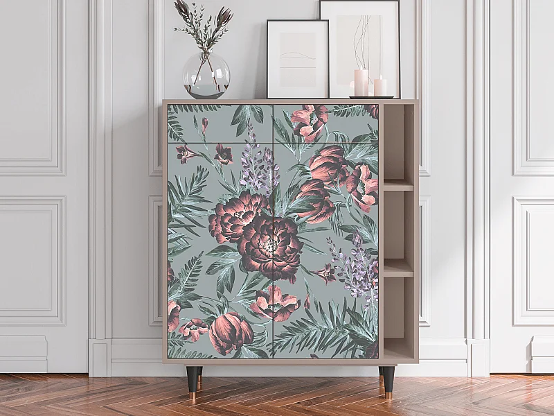 Kredens - 96х110х41 cm - BS6 - Light Peonies, Latte