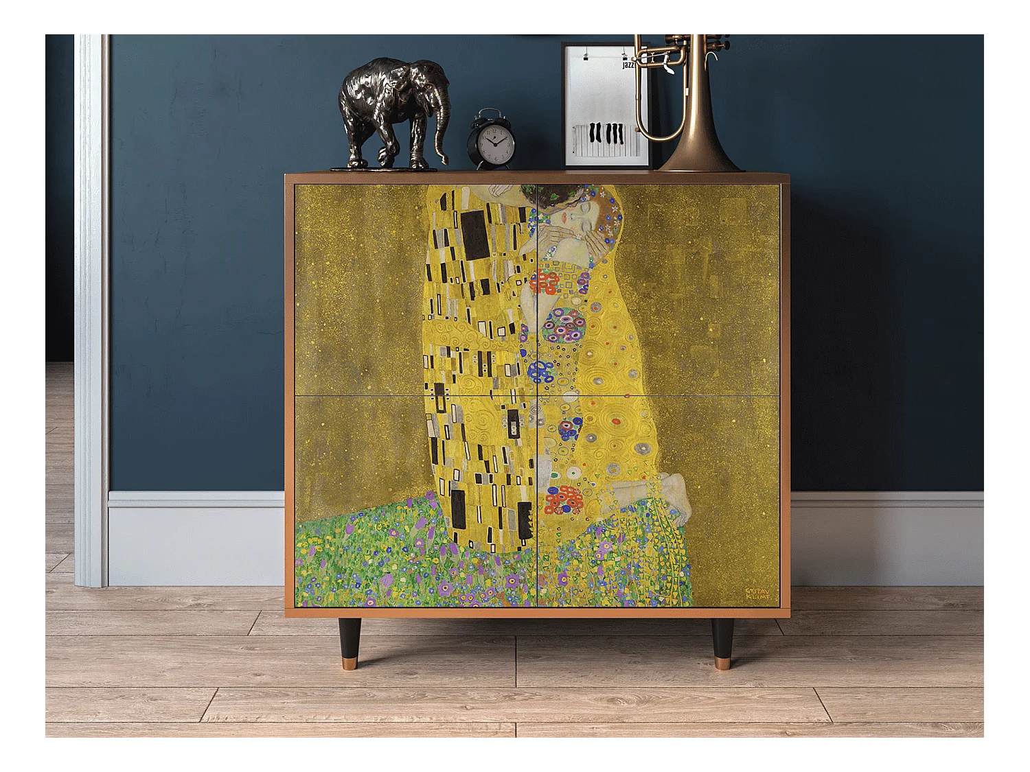 Buffet - 94x96x48 cm - BS3 - The Kiss by Klimt , Noyer