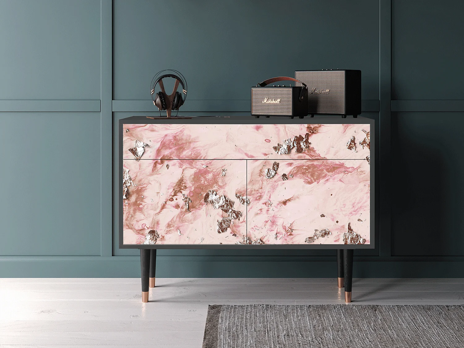 Kredens - 115x85x48 cm - BS4 - Cotton Candy, Antracyt