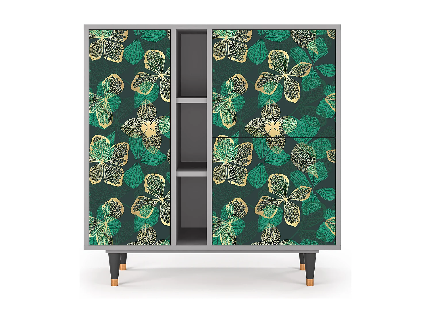 Kredens - 94х96х41 cm - BS5 - Green Flower, Szary