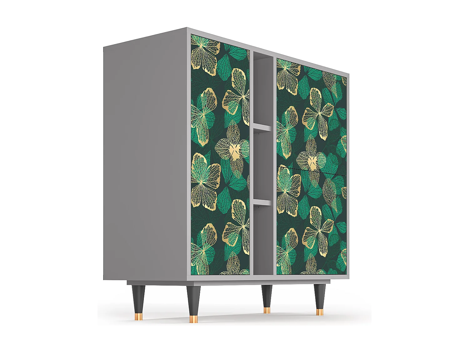 Kredens - 94х96х41 cm - BS5 - Green Flower, Szary