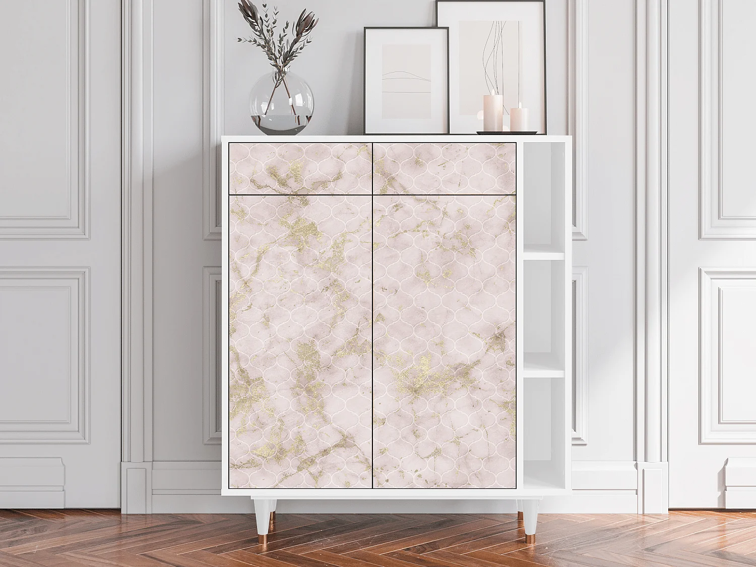 Credenza - 96х110х41 cm - BS6 - Dirty Roses, Bianco