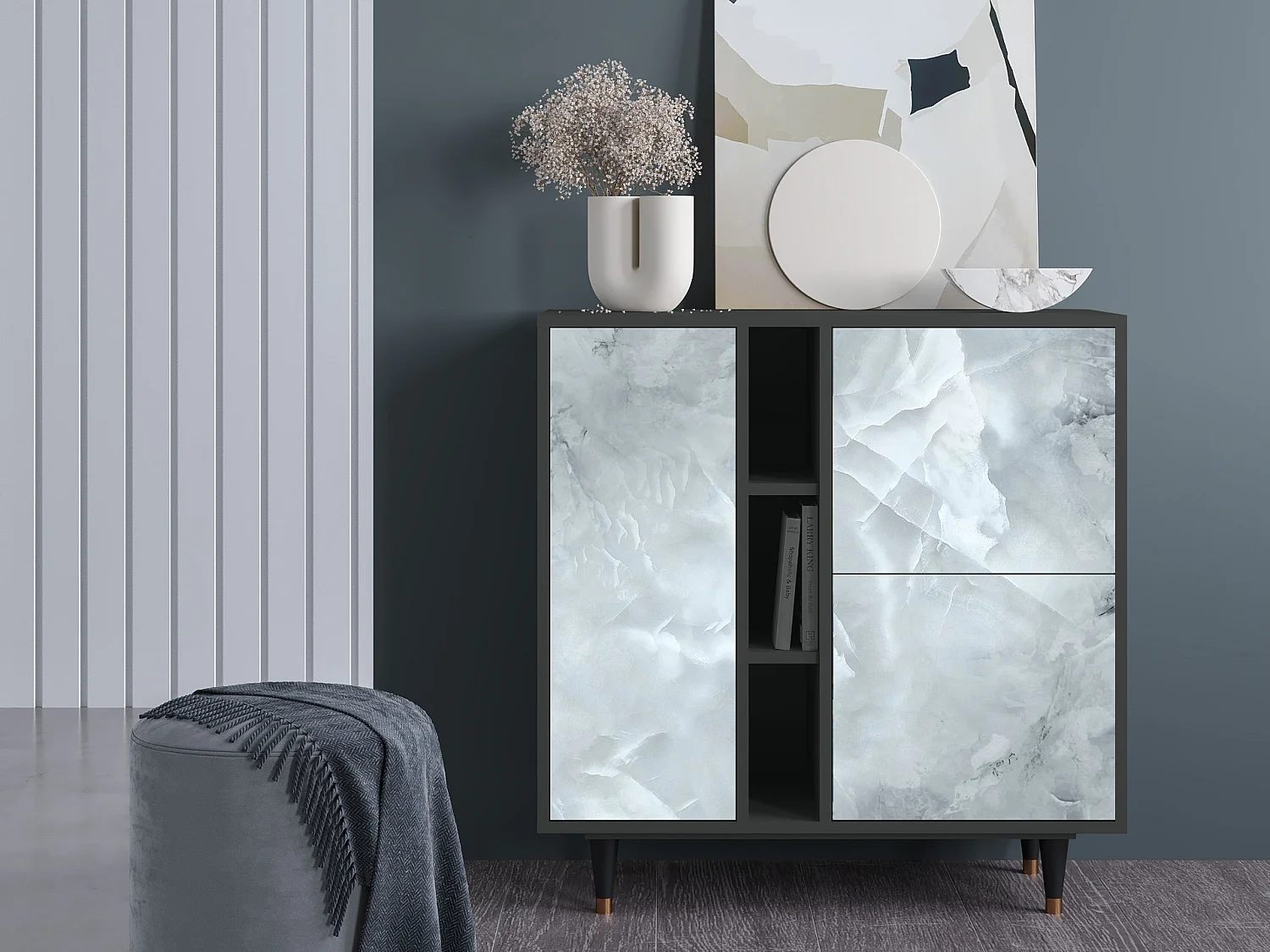 Kredens - 94х96х41 cm - BS5 - The Onyx, Antracyt