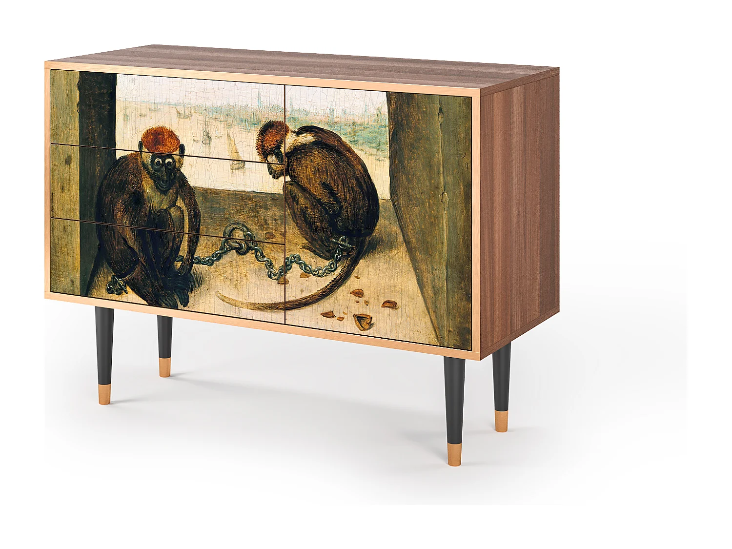 Kredens - 115х84х41 cm - S3 - Two Monkeys, Orzech