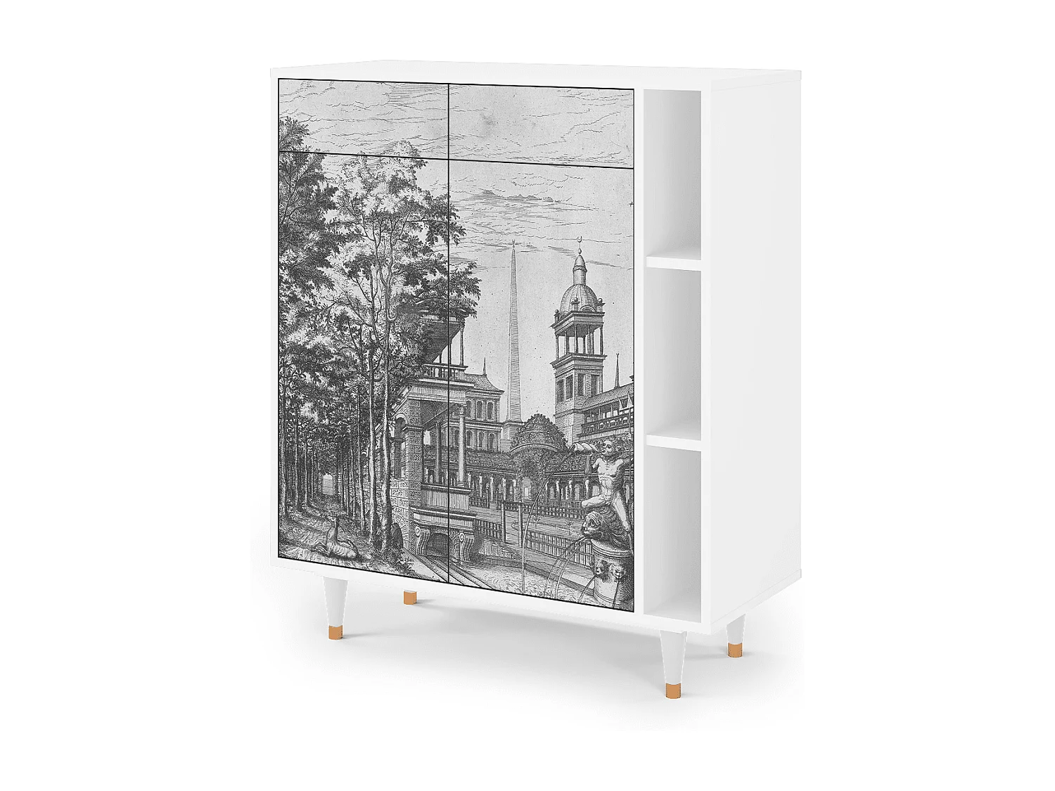 Buffet - 96х110х41 cm - BS6 - View of the Piazza, Blanc