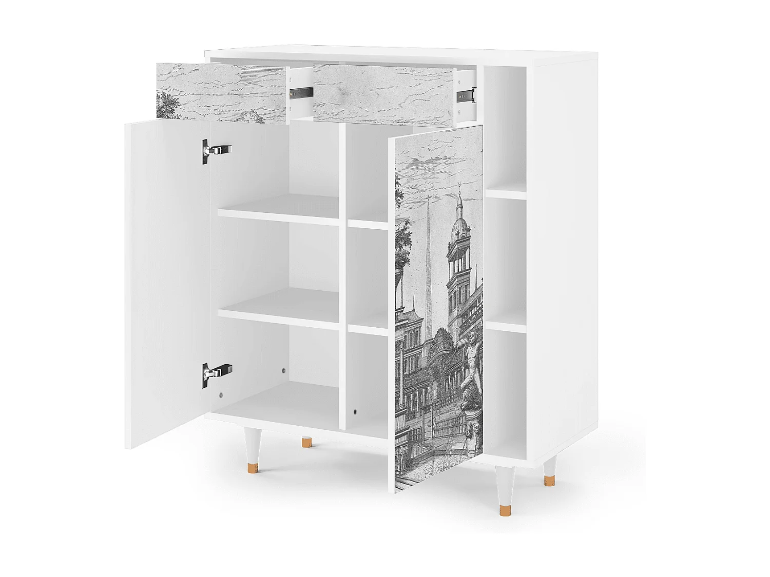 Buffet - 96х110х41 cm - BS6 - View of the Piazza, Blanc