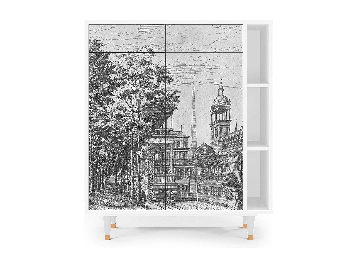 Kredens - 96х110х41 cm - BS6 - View of the Piazza, Biały