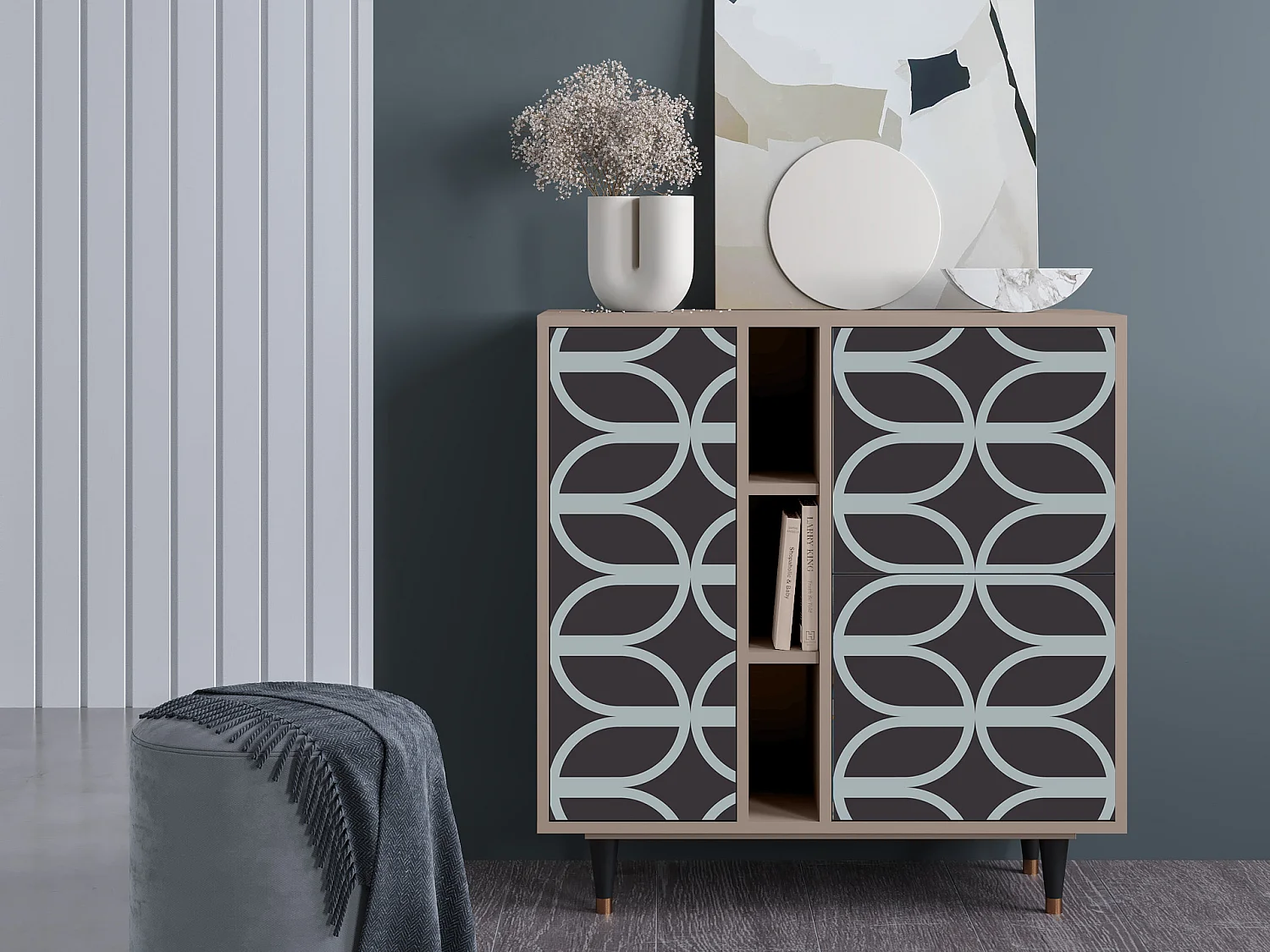 Sideboard - 94х96х41 cm - BS5 - Braided Blue, Latte