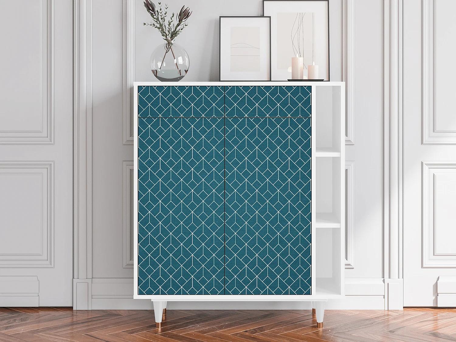 Aparador - 96х110х41 cm - BS6 - Turquoise Geometry, Blanco