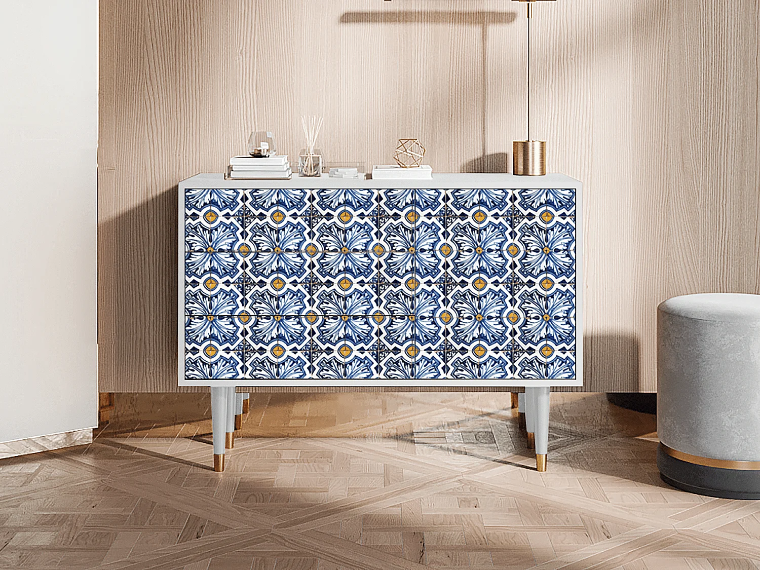 Buffet - 115х84х41 cm - S3 - Lovely Cornflowers, Blanc