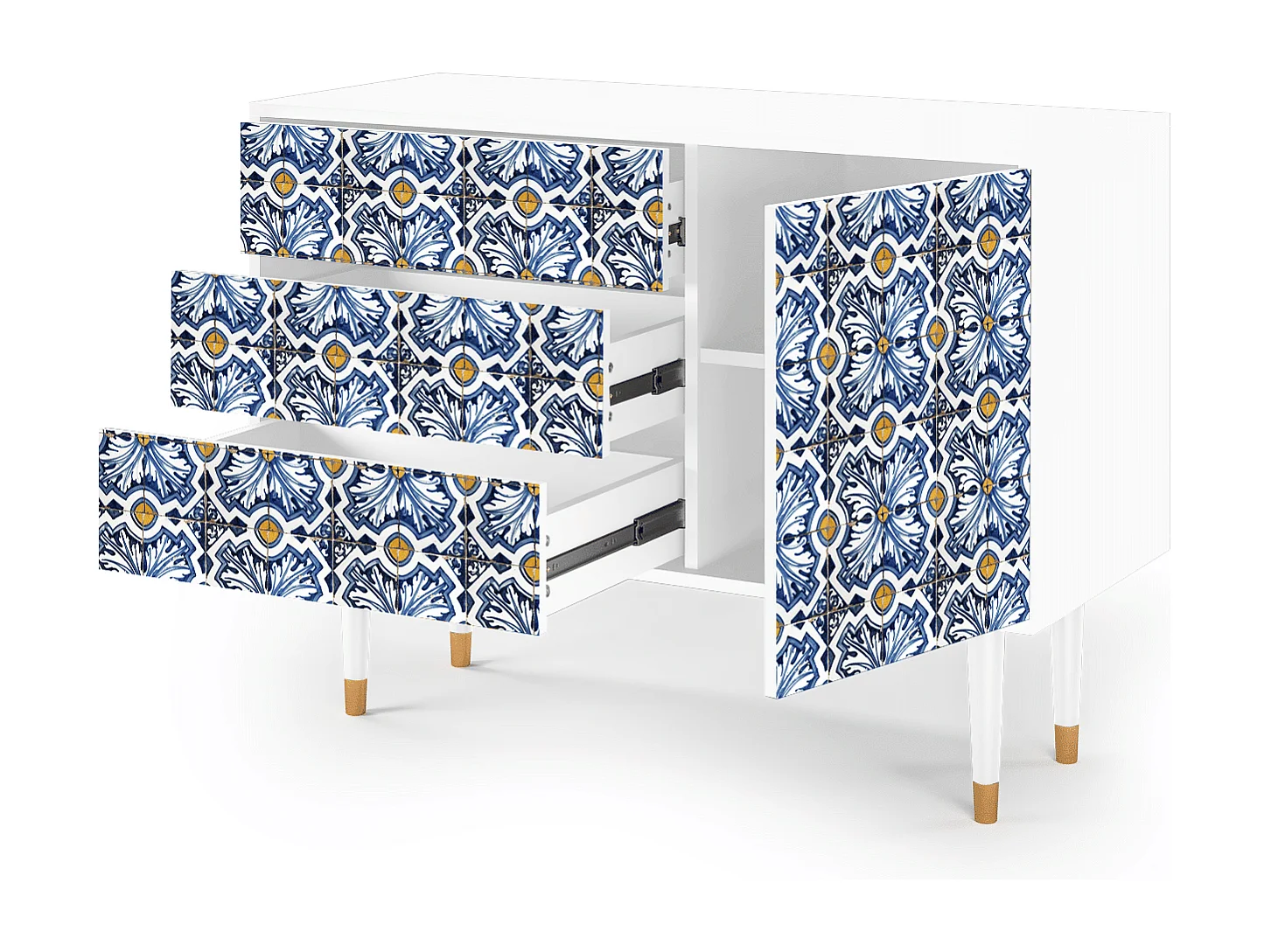 Buffet - 115х84х41 cm - S3 - Lovely Cornflowers, Blanc