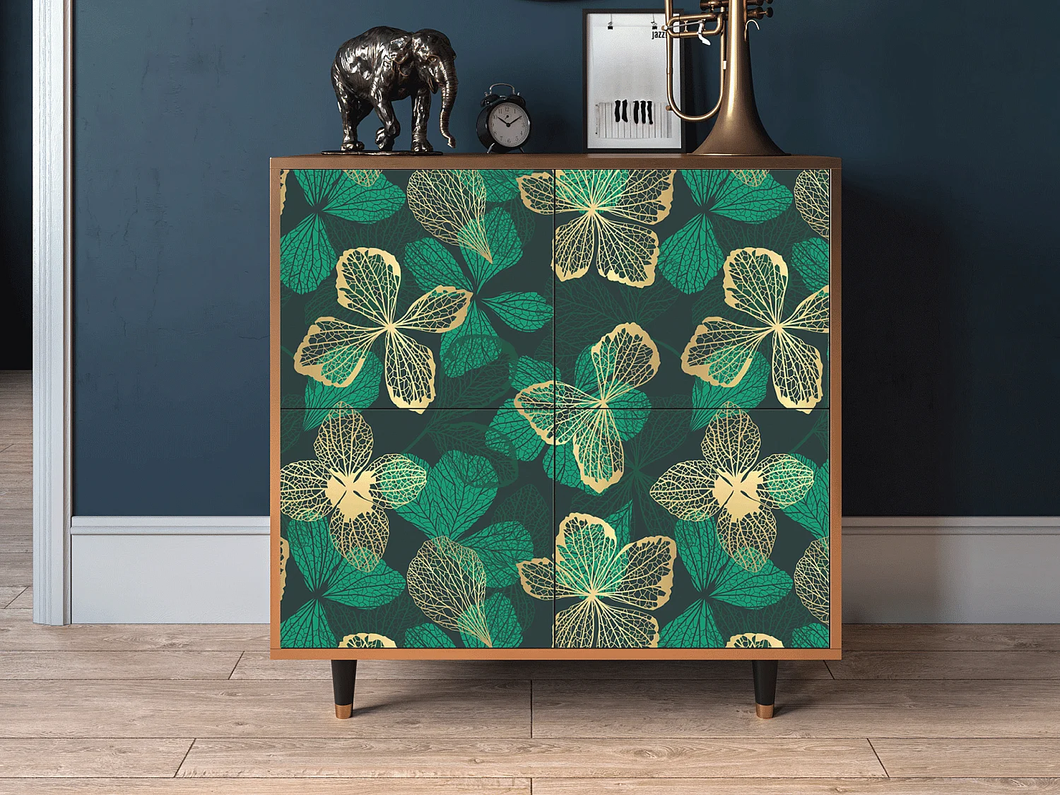 Dressoir - 94x96x48 cm - BS3 - Green Flower, Walnoot