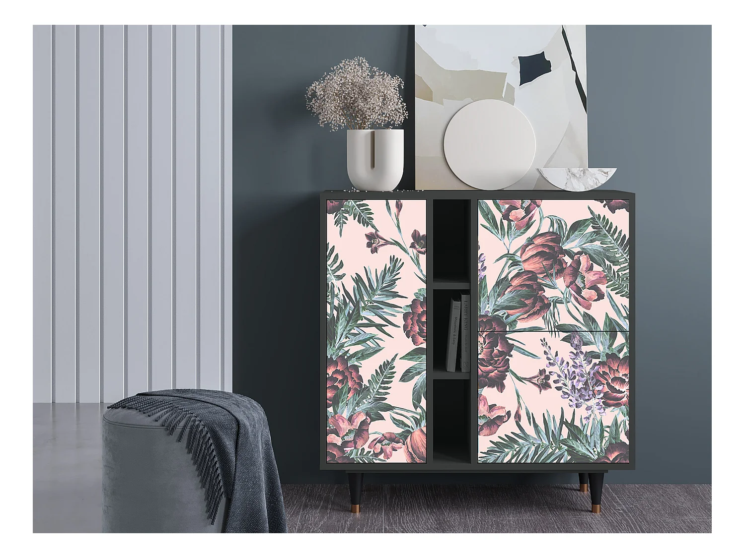 Buffet - 94х96х41 cm - BS5 - Peach Peonies, Anthracite