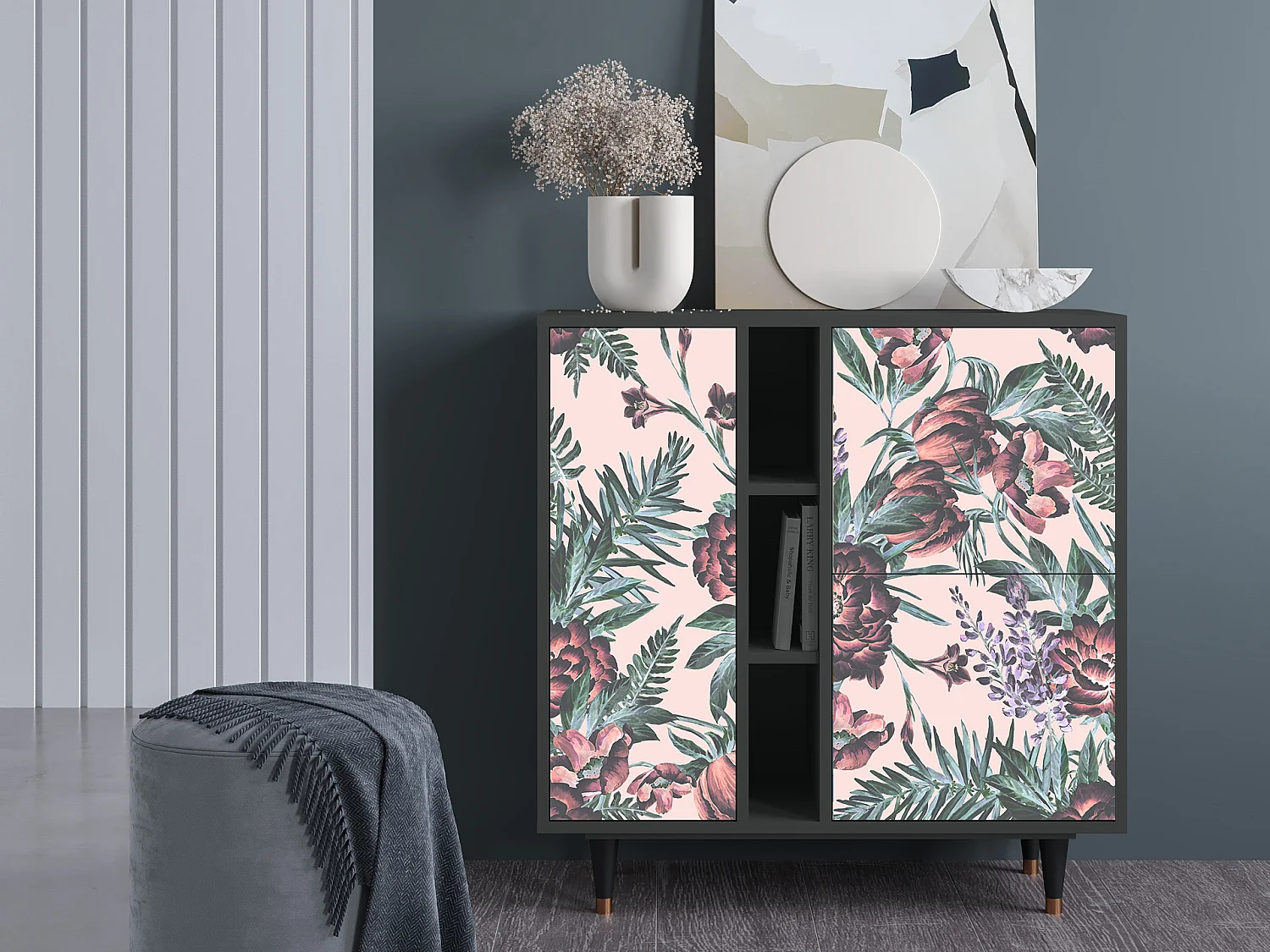 Buffet - 94х96х41 cm - BS5 - Peach Peonies, Anthracite
