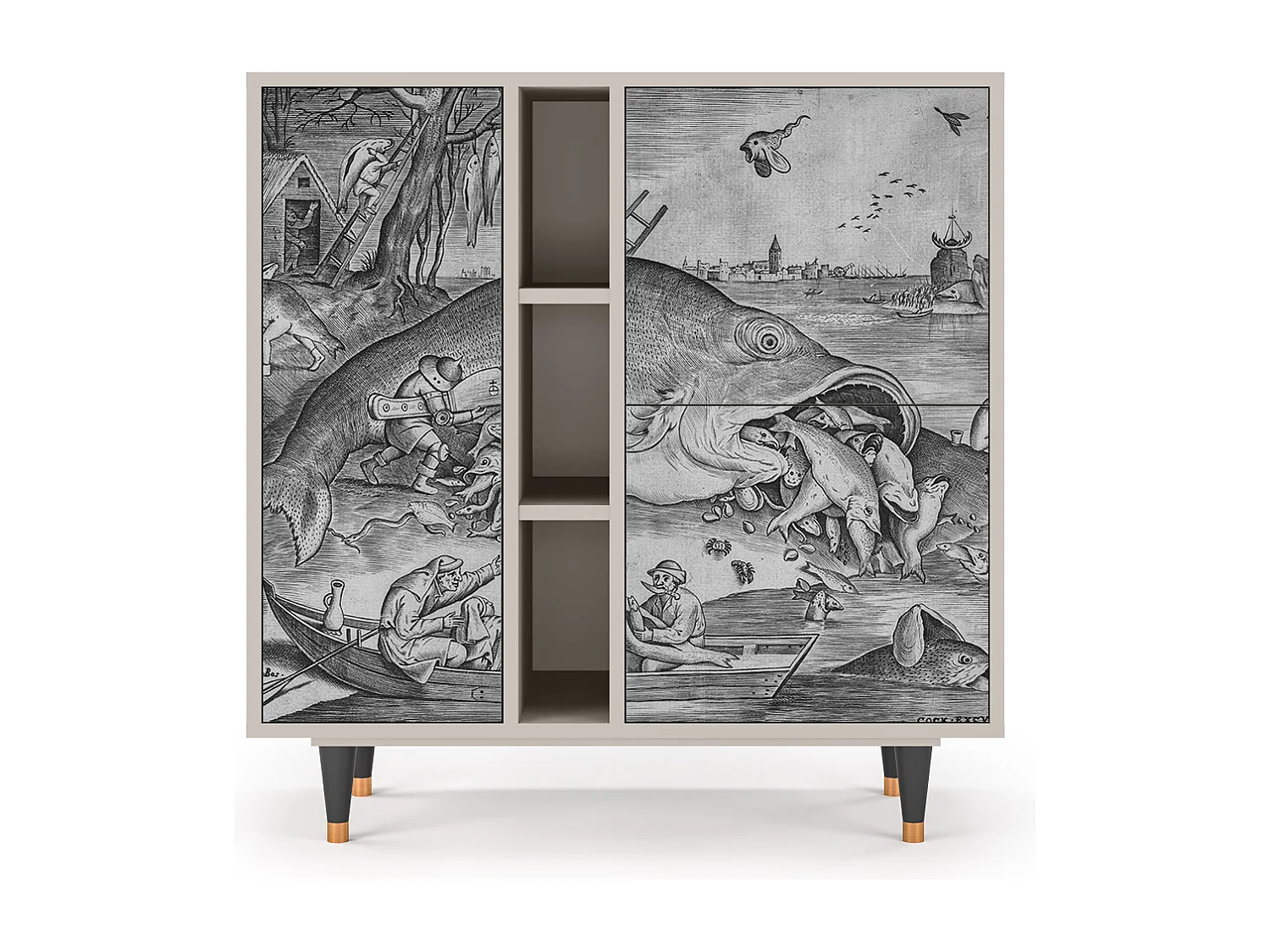 Kredens - 94х96х41 cm - BS5 - Big Fish Eat Little, Piaskowy