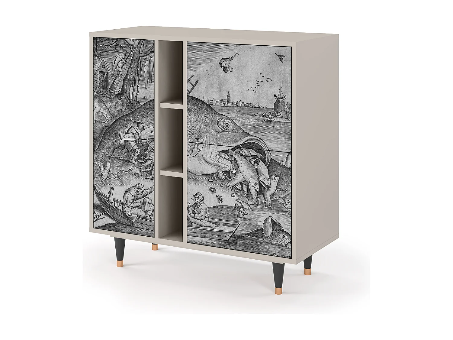 Kredens - 94х96х41 cm - BS5 - Big Fish Eat Little, Piaskowy