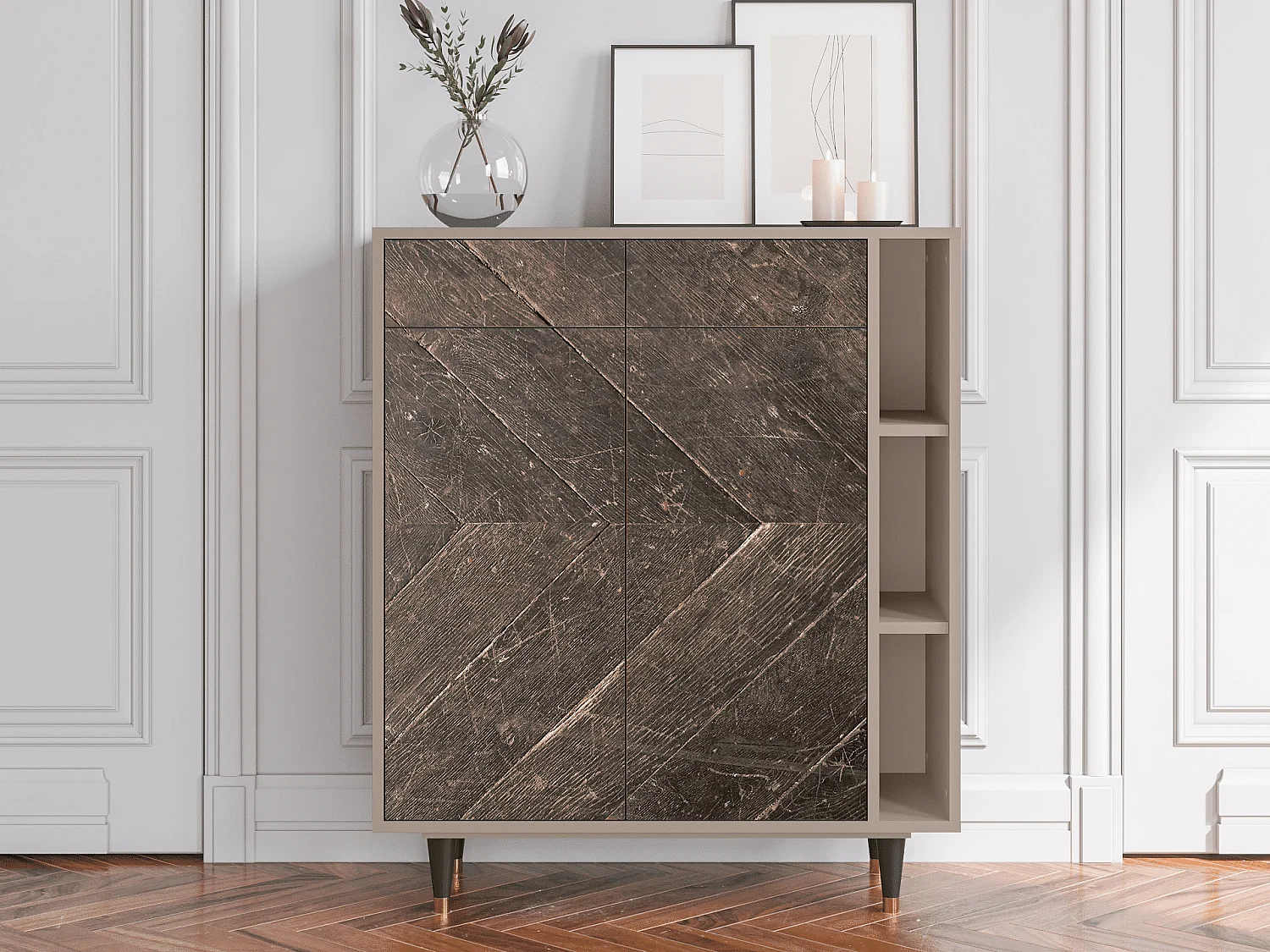 Kredens - 96х110х41 cm - BS6 - Wise Tree, Latte