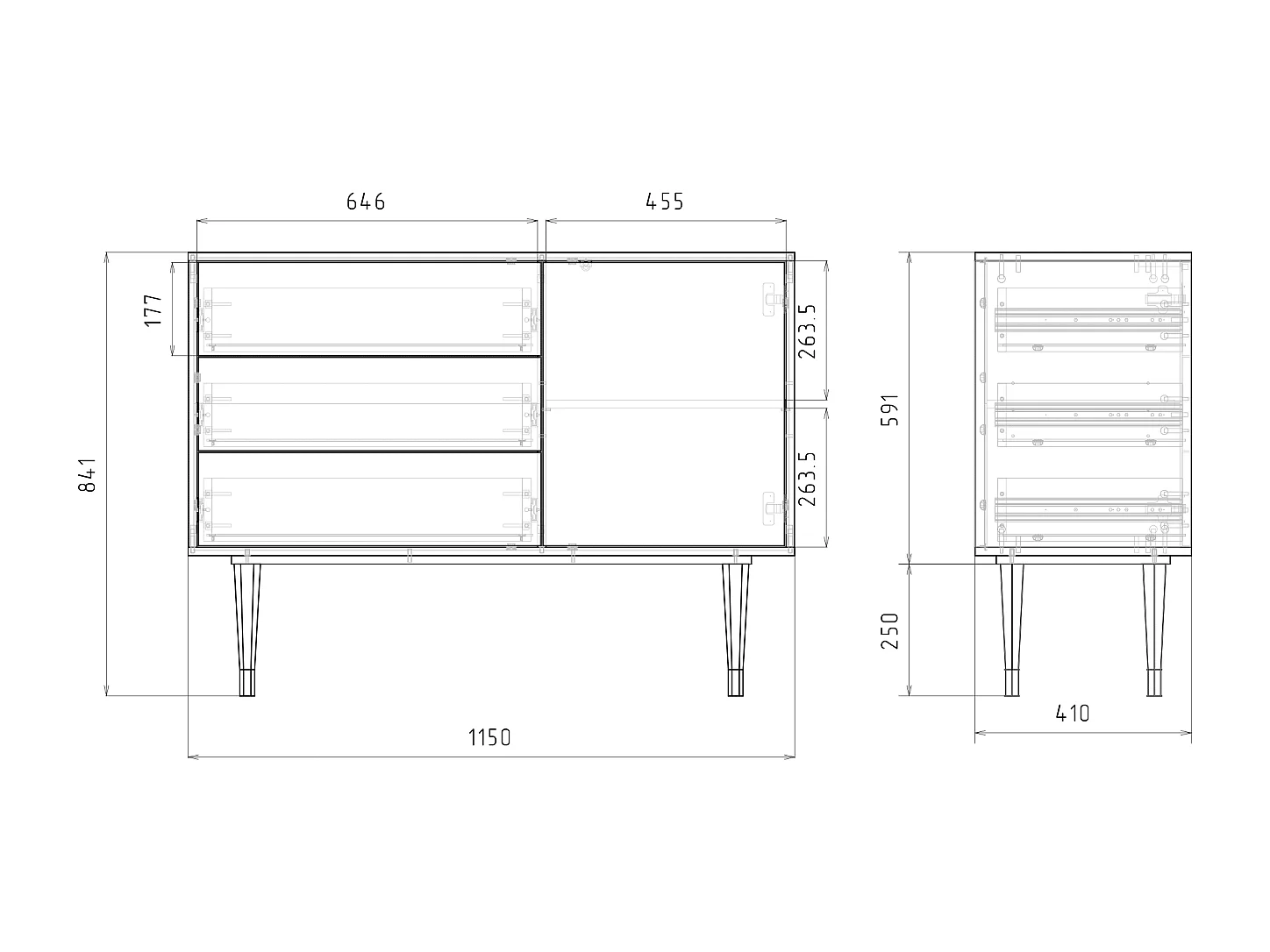 Aparador - 115х84х41 cm - S3 - Blue Drops, Nogal