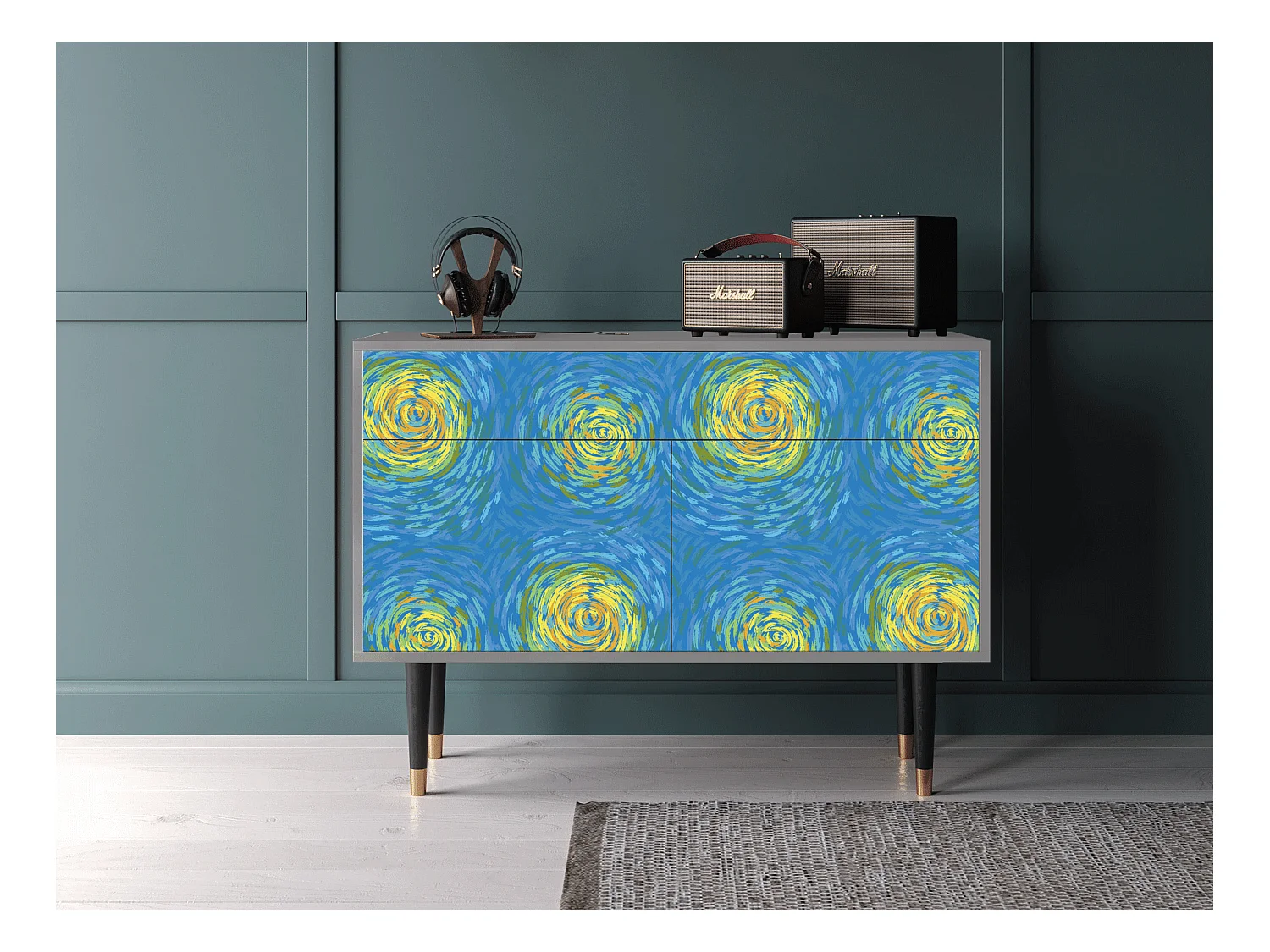 Buffet - 115x85x48 cm - BS4 - Van Gogh Lights, Gris