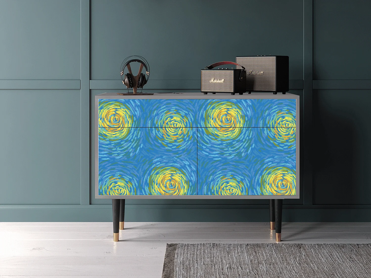 Buffet - 115x85x48 cm - BS4 - Van Gogh Lights, Gris
