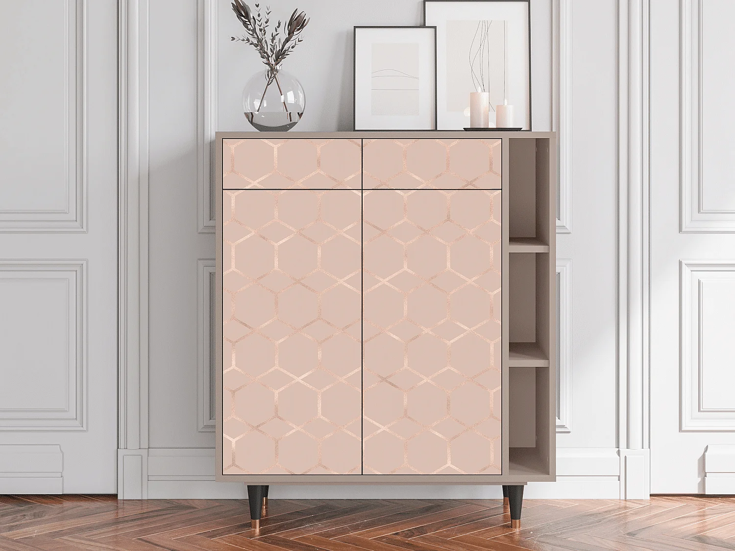 Sideboard - 96х110х41 cm - BS6 - Rose Honeycomb, Latte