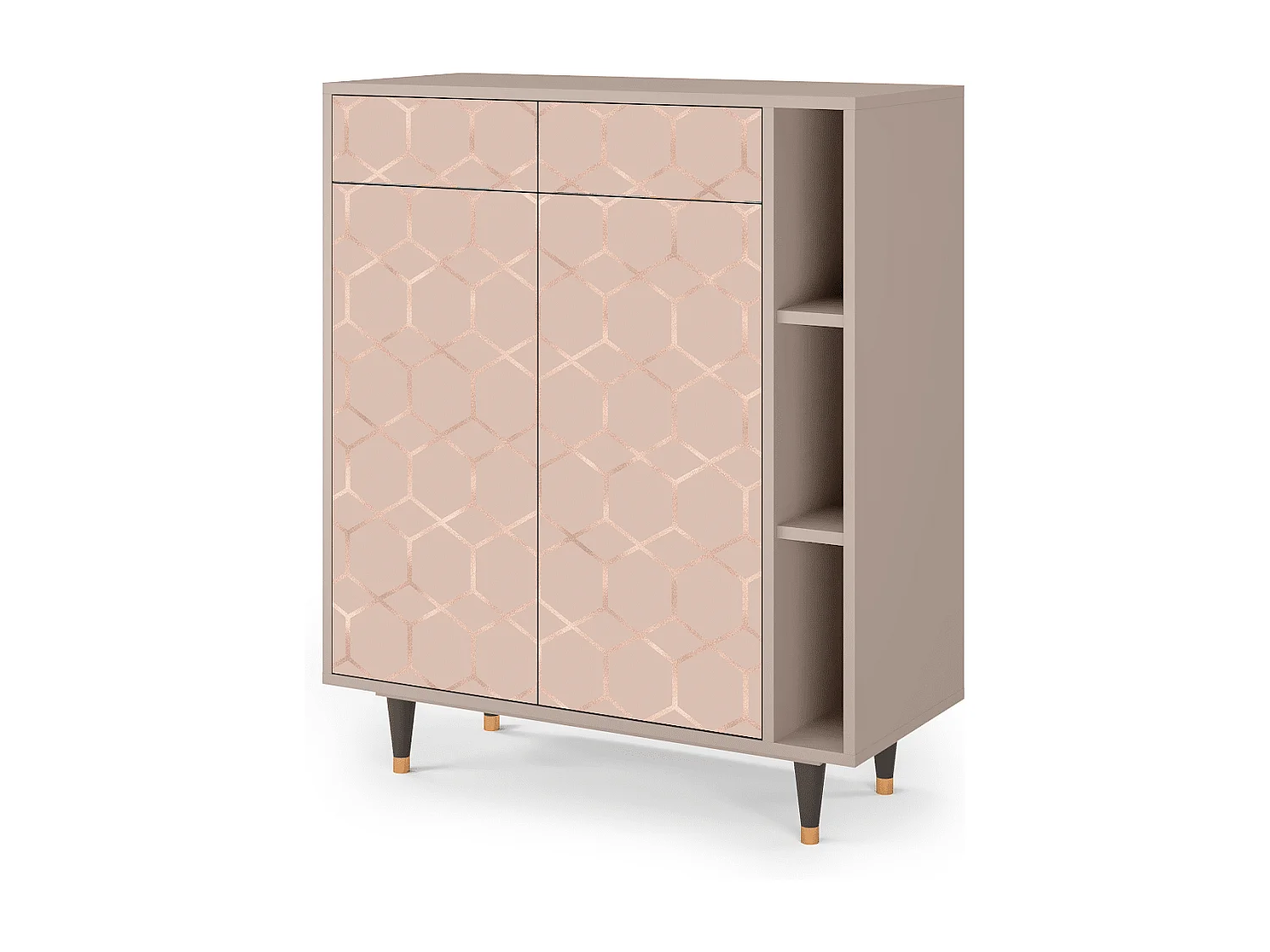 Kredens - 96х110х41 cm - BS6 - Rose Honeycomb, Latte