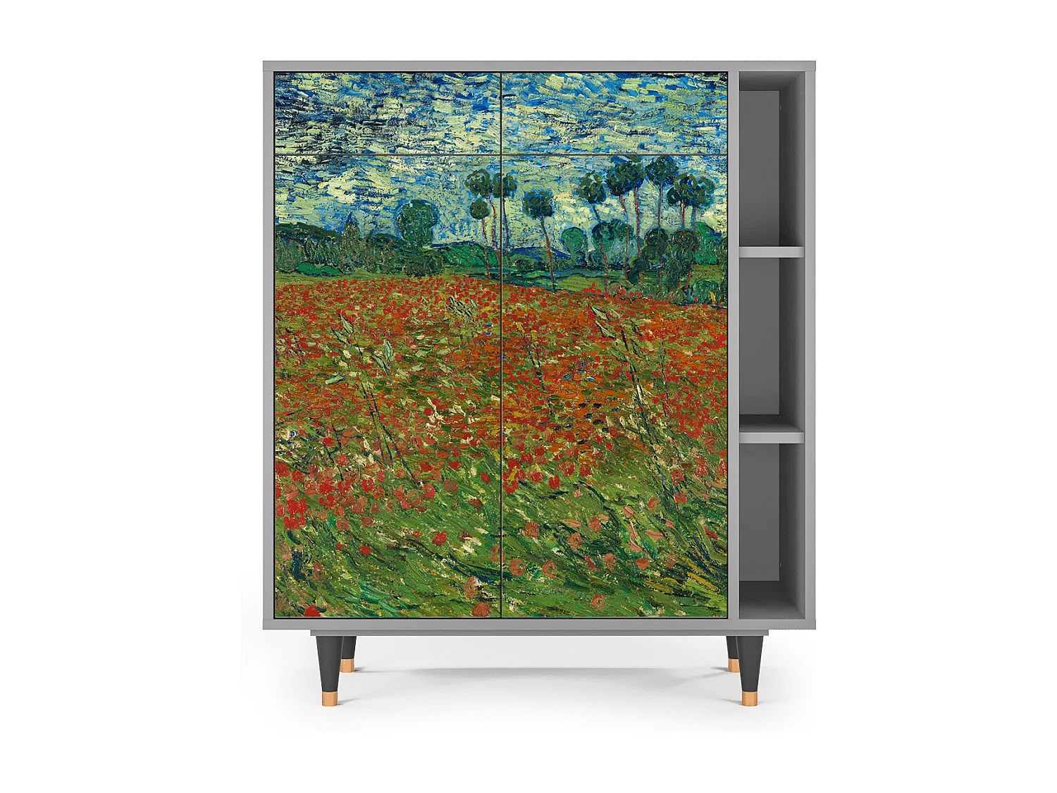 Kredens - 96х110х41 cm - BS6 - Poppy field by van Gogh, Szary