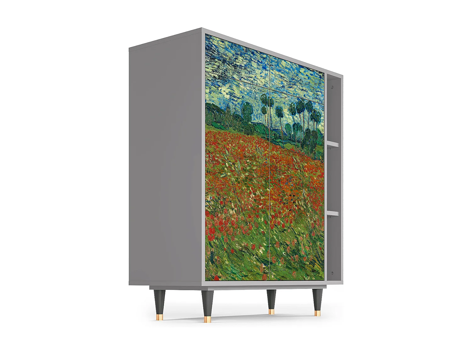 Kredens - 96х110х41 cm - BS6 - Poppy field by van Gogh, Szary