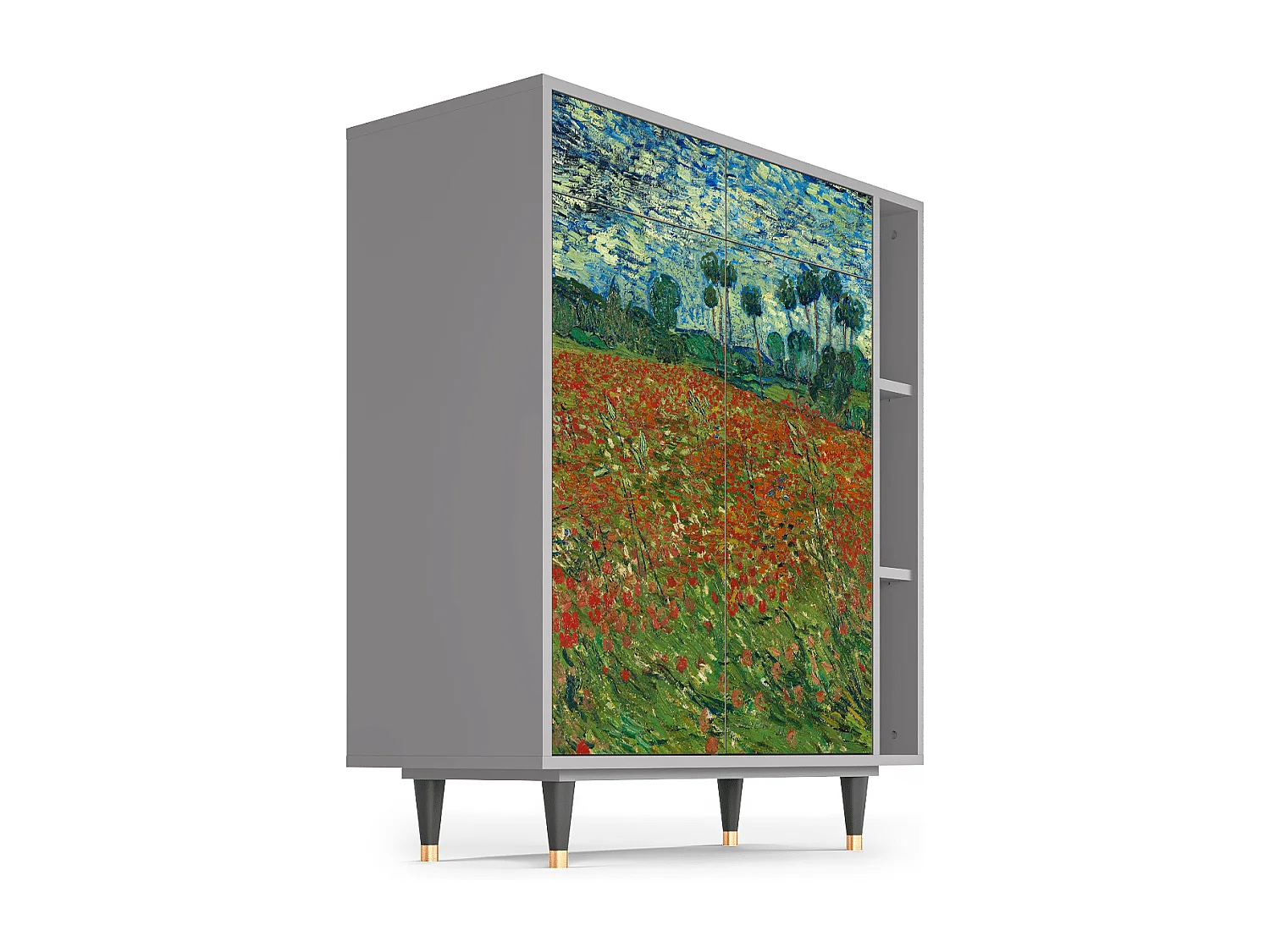 Kredens - 96х110х41 cm - BS6 - Poppy field by van Gogh, Szary