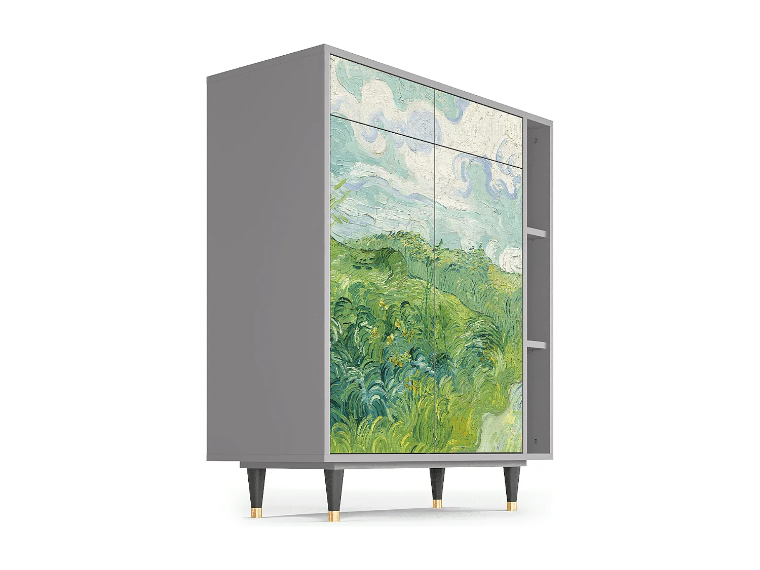 Kredens - 96х110х41 cm - BS6 - Green Wheat Fields, Szary