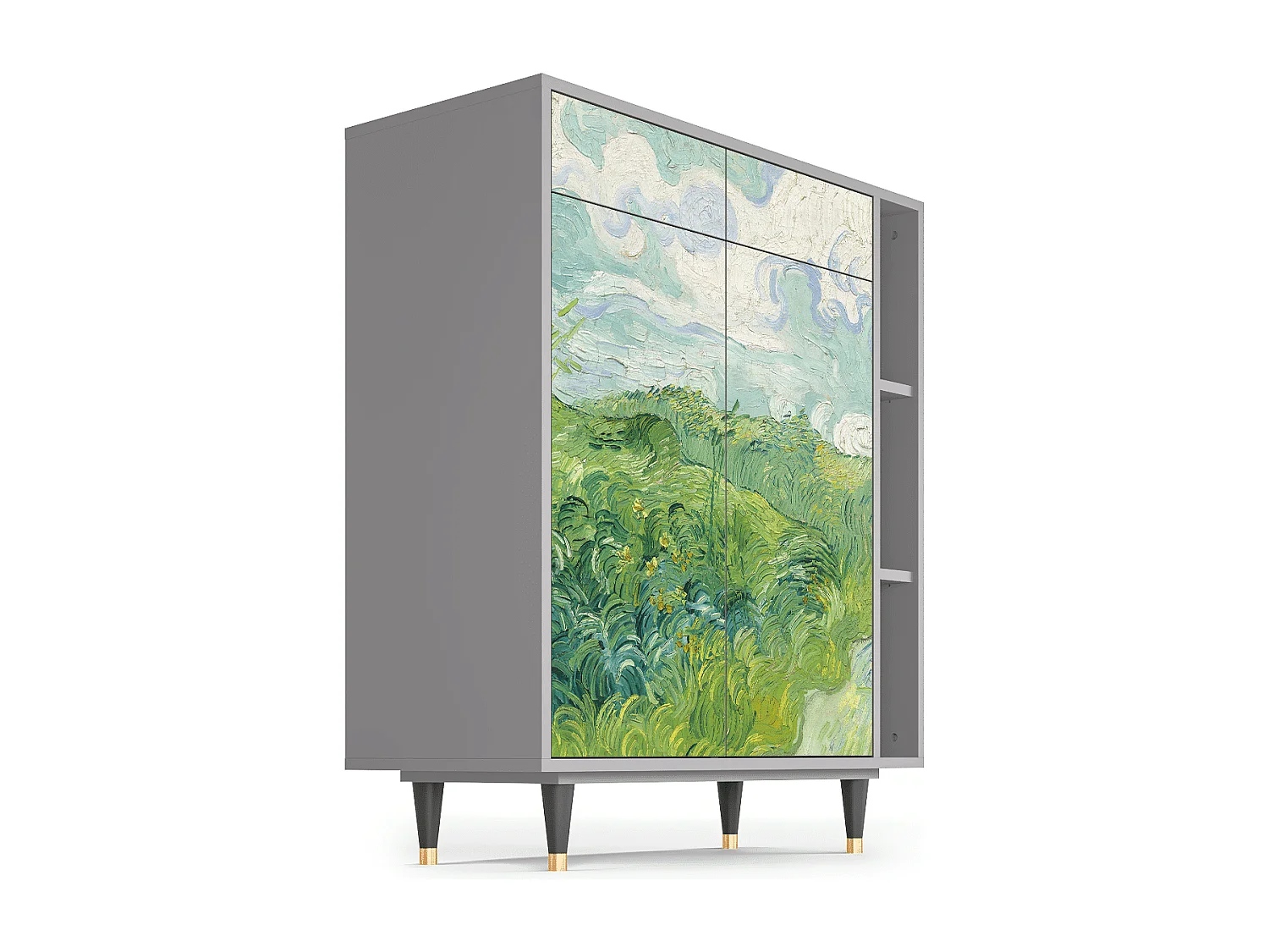 Kredens - 96х110х41 cm - BS6 - Green Wheat Fields, Szary