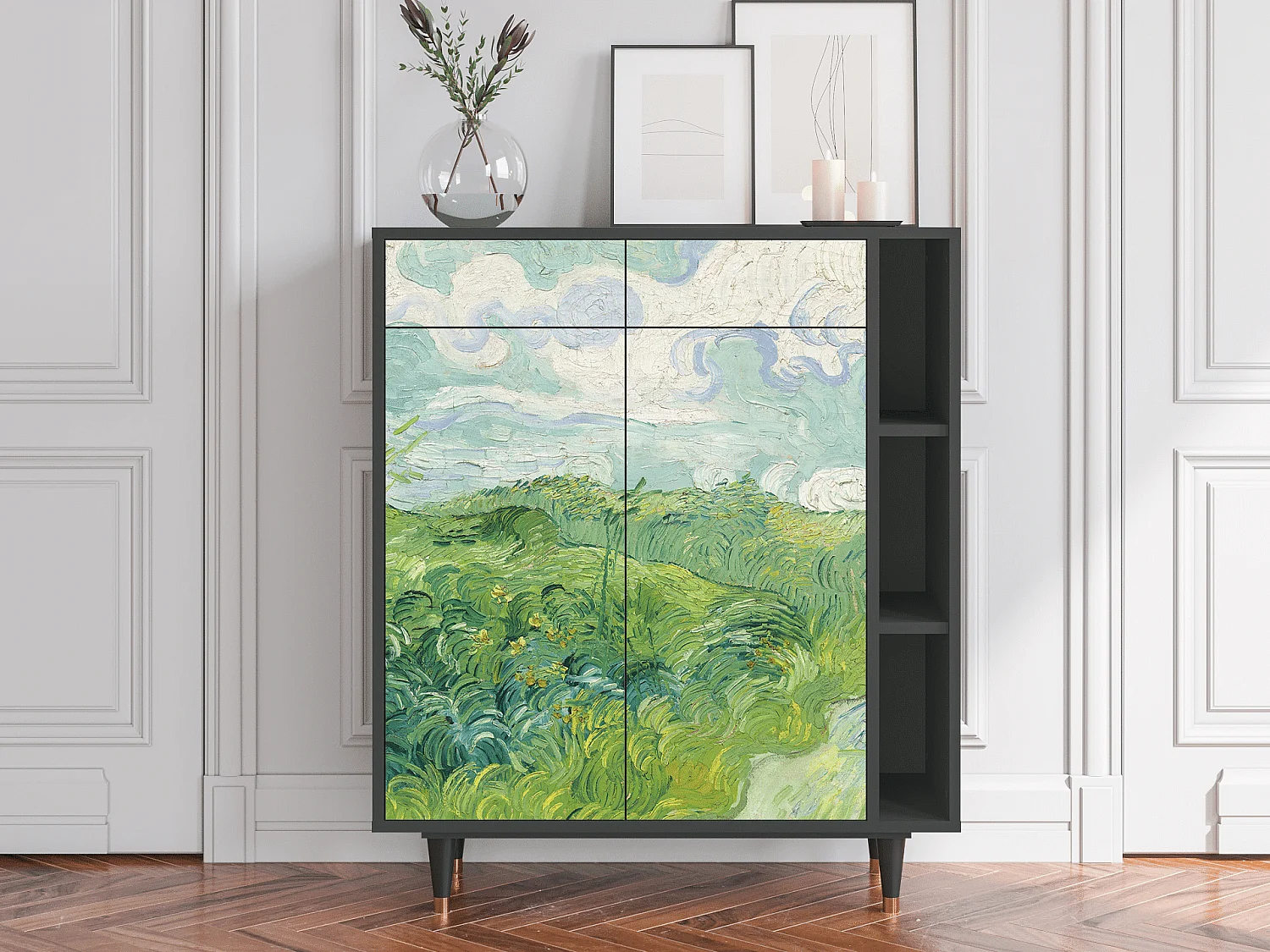 Sideboard - 96х110х41 cm - BS6 - Green Wheat Fields, Anthrazit