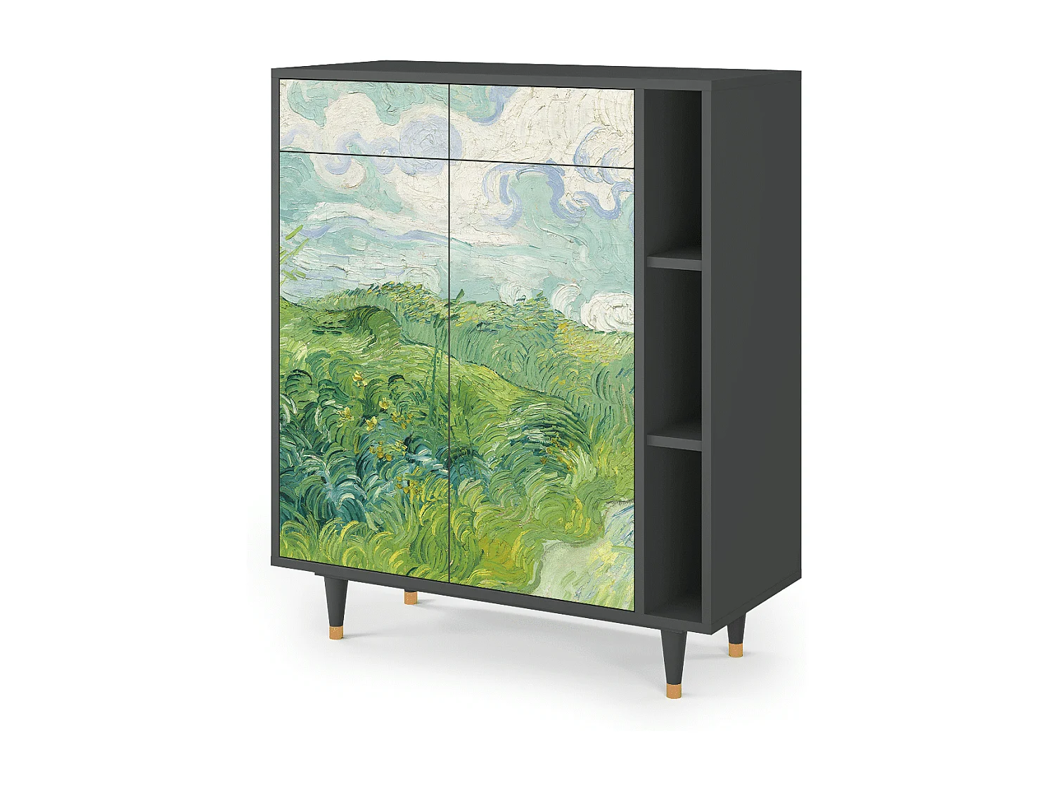 Kredens - 96х110х41 cm - BS6 - Green Wheat Fields, Antracyt