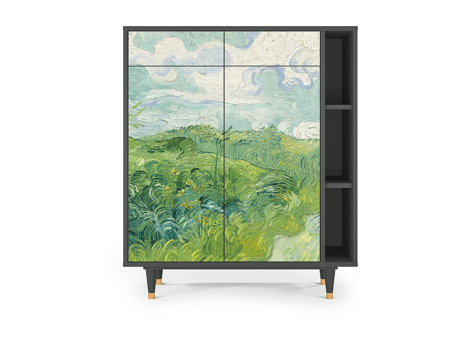 Kredens - 96х110х41 cm - BS6 - Green Wheat Fields, Antracyt