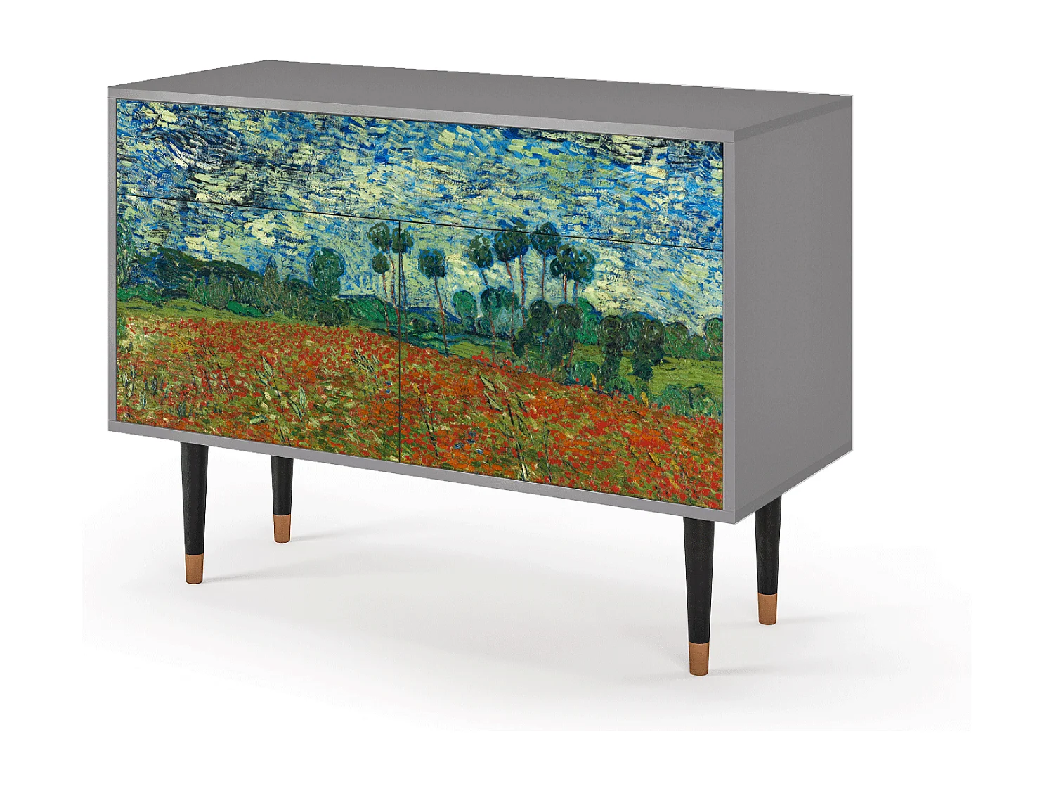 Kredens - 115x85x48 cm - BS4 - Poppy field by van Gogh, Szary