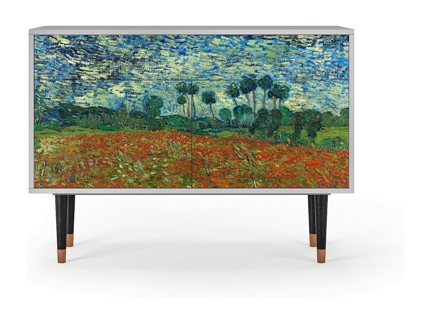 Credenza - 115x85x48 cm - BS4 - Poppy field by van Gogh, Grigio