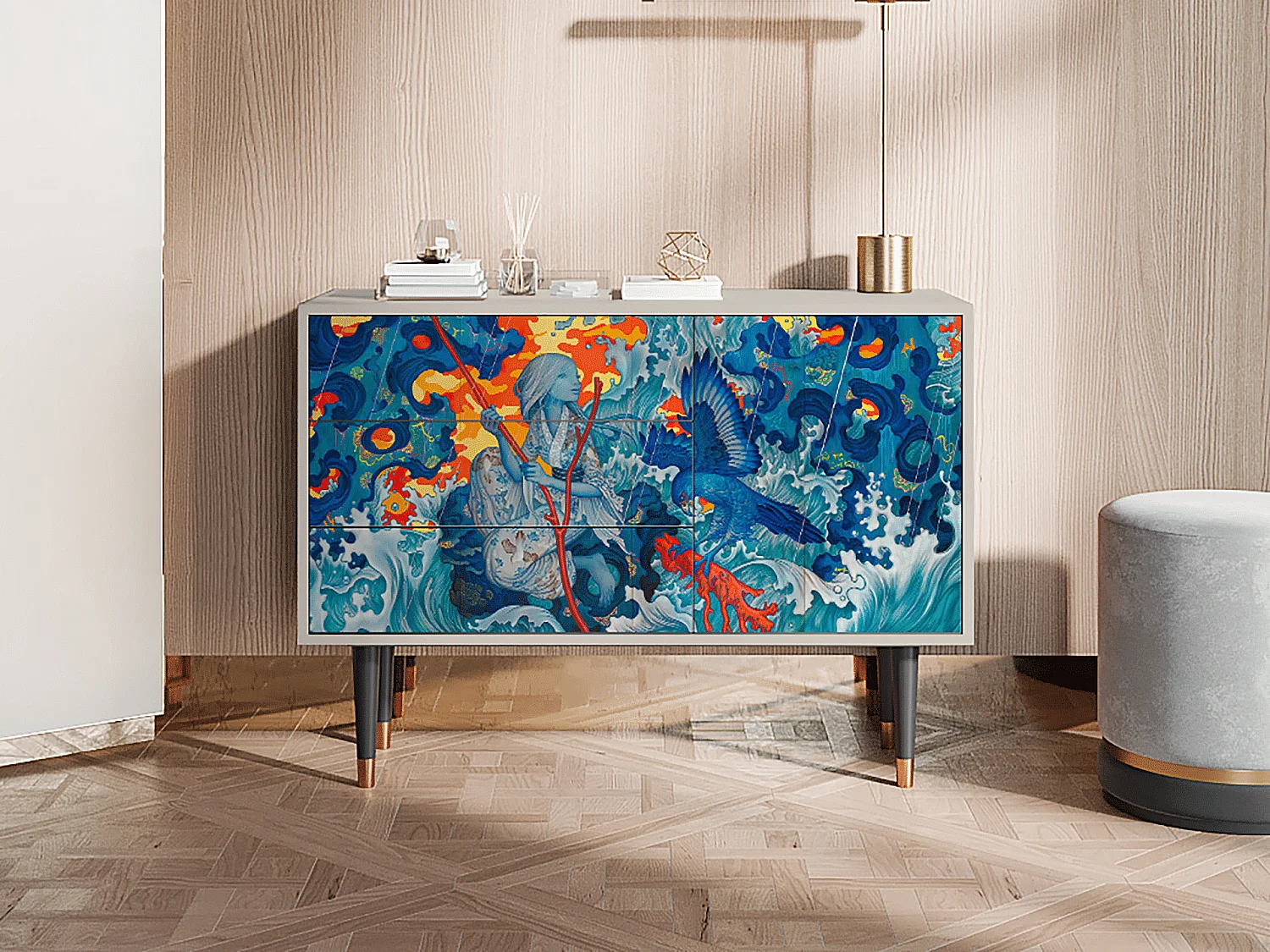 Sideboard - 115х84х41 cm - S3 - The Girl - James Jean, Sand