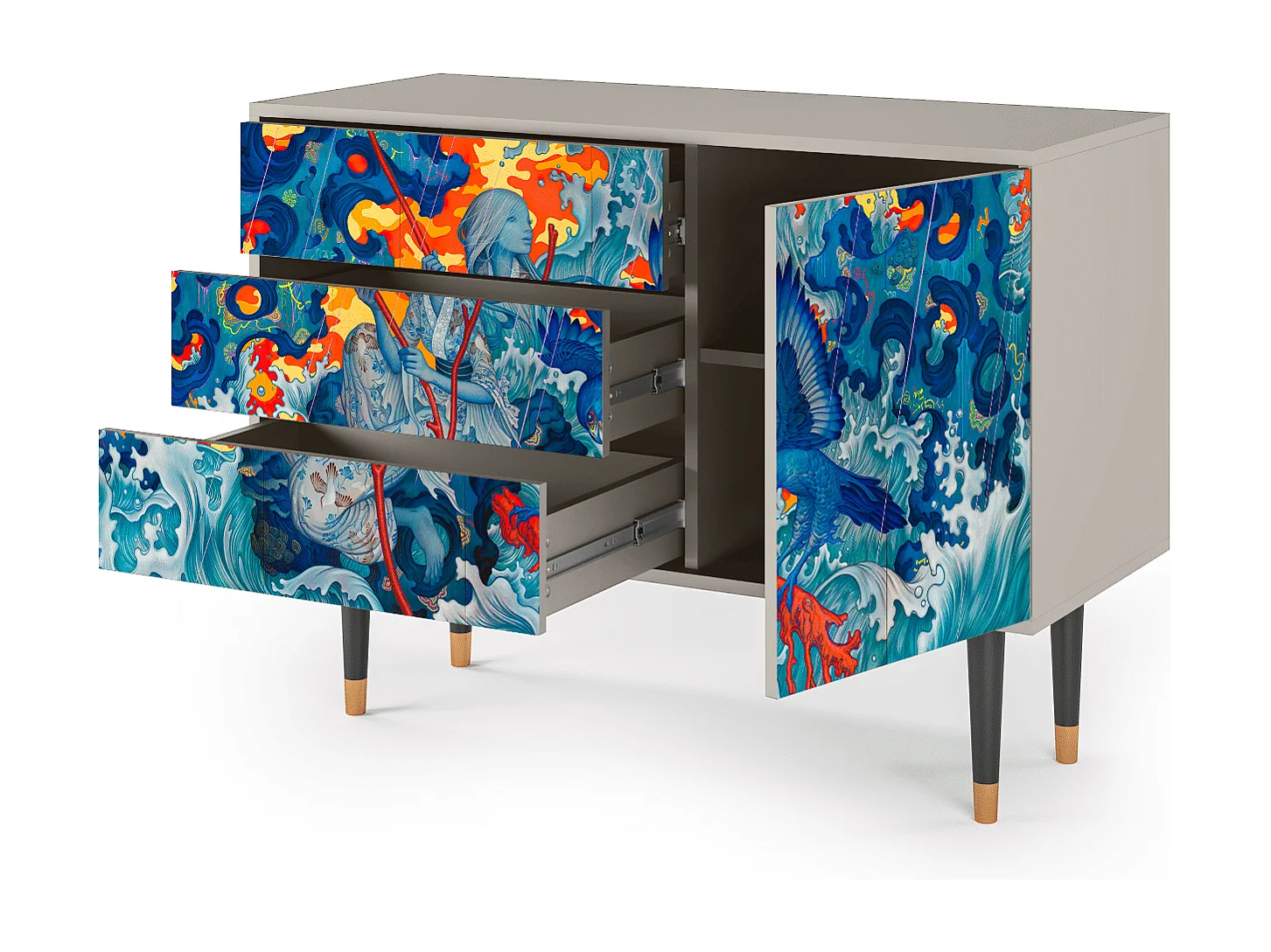 Sideboard - 115х84х41 cm - S3 - The Girl - James Jean, Sand
