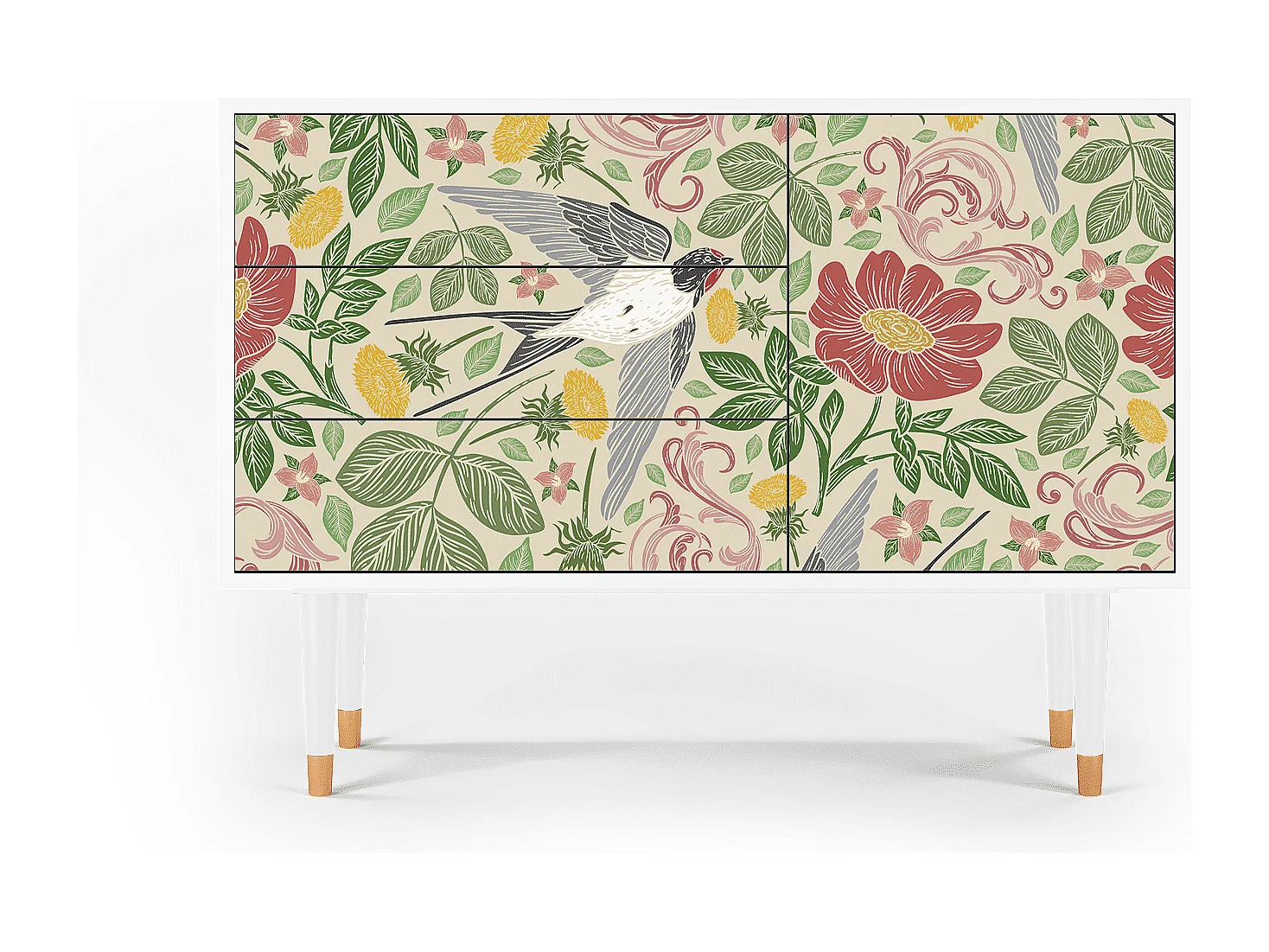 Kredens - 115х84х41 cm - S3 - Spring Swallow, Biały